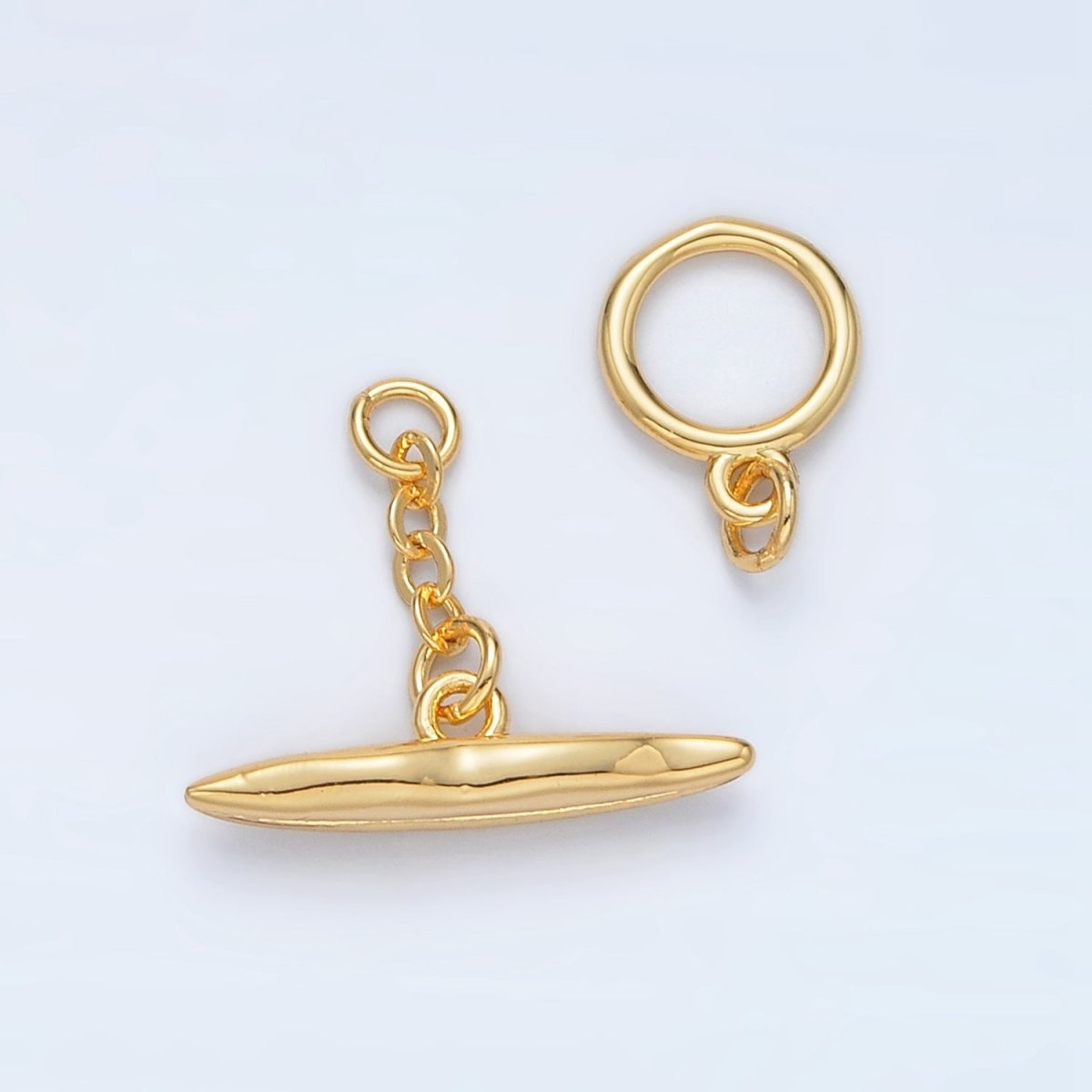 24K Gold Filled Minimalist Molten Toggle Clasps Closure Set | - DLUXCA