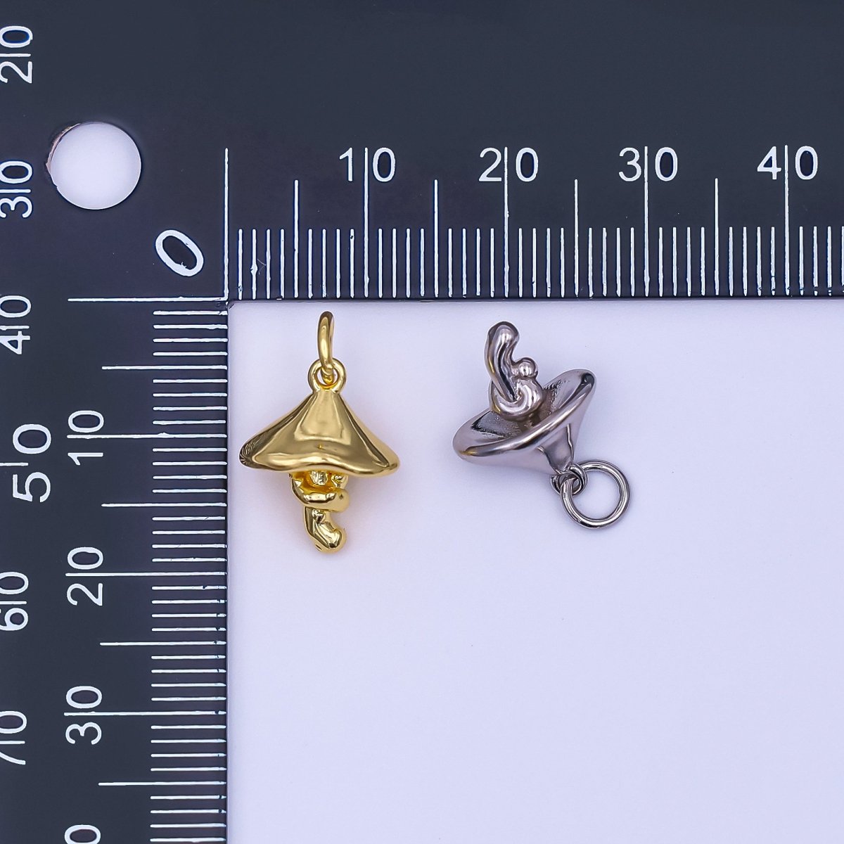 24K Gold Filled Minimalist Mushroom Multidimensional 3D Charm in Gold & Silver | AF542 - DLUXCA