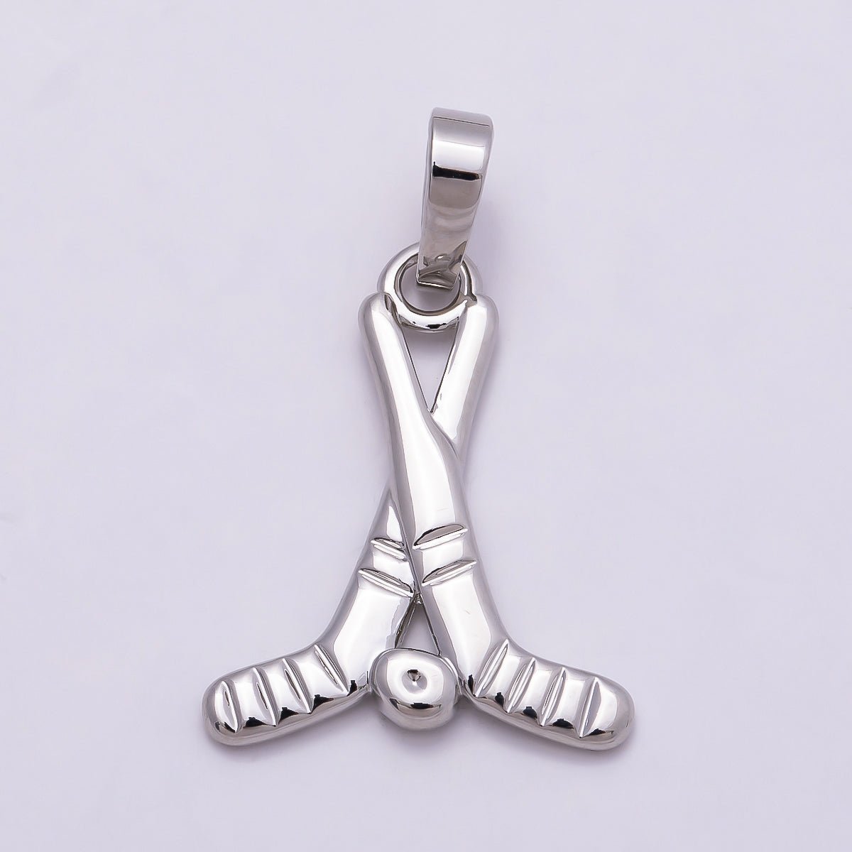24K Gold Filled Minimalist Rivalry Hockey Sticks Sports Charm in Gold & Silver | AH177 Charms - 00875 - DLUXCA