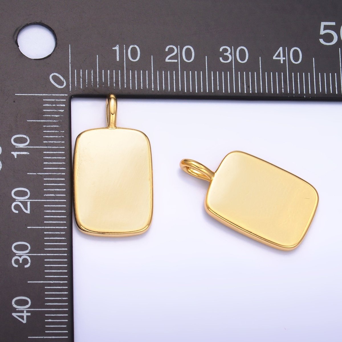 24K Gold Filled Minimalist Tag Bar Pendant | AA1457 - DLUXCA