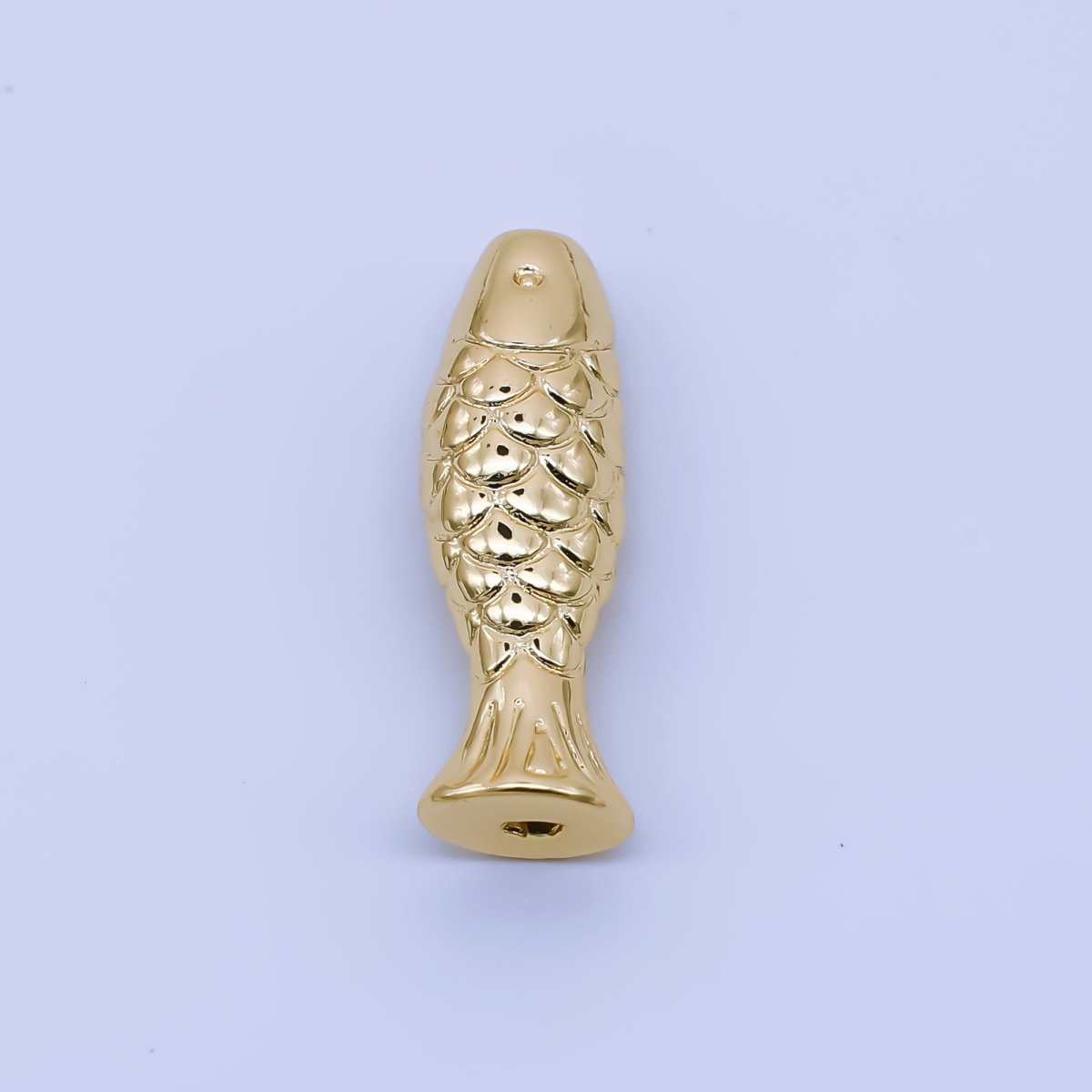 24K Gold Filled Minimalist Textured Fish Beach Bead | B485 - DLUXCA