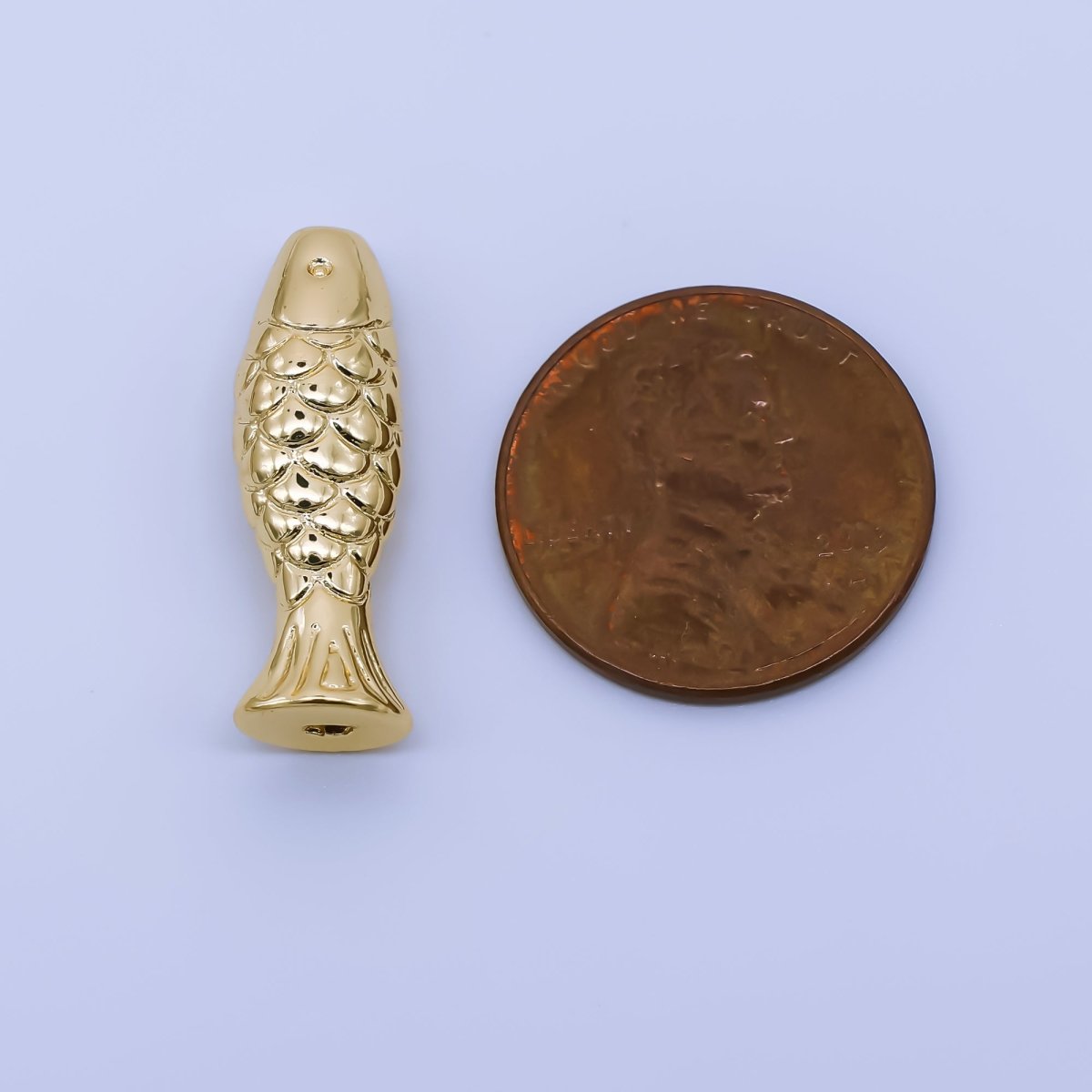 24K Gold Filled Minimalist Textured Fish Beach Bead | B485 - DLUXCA