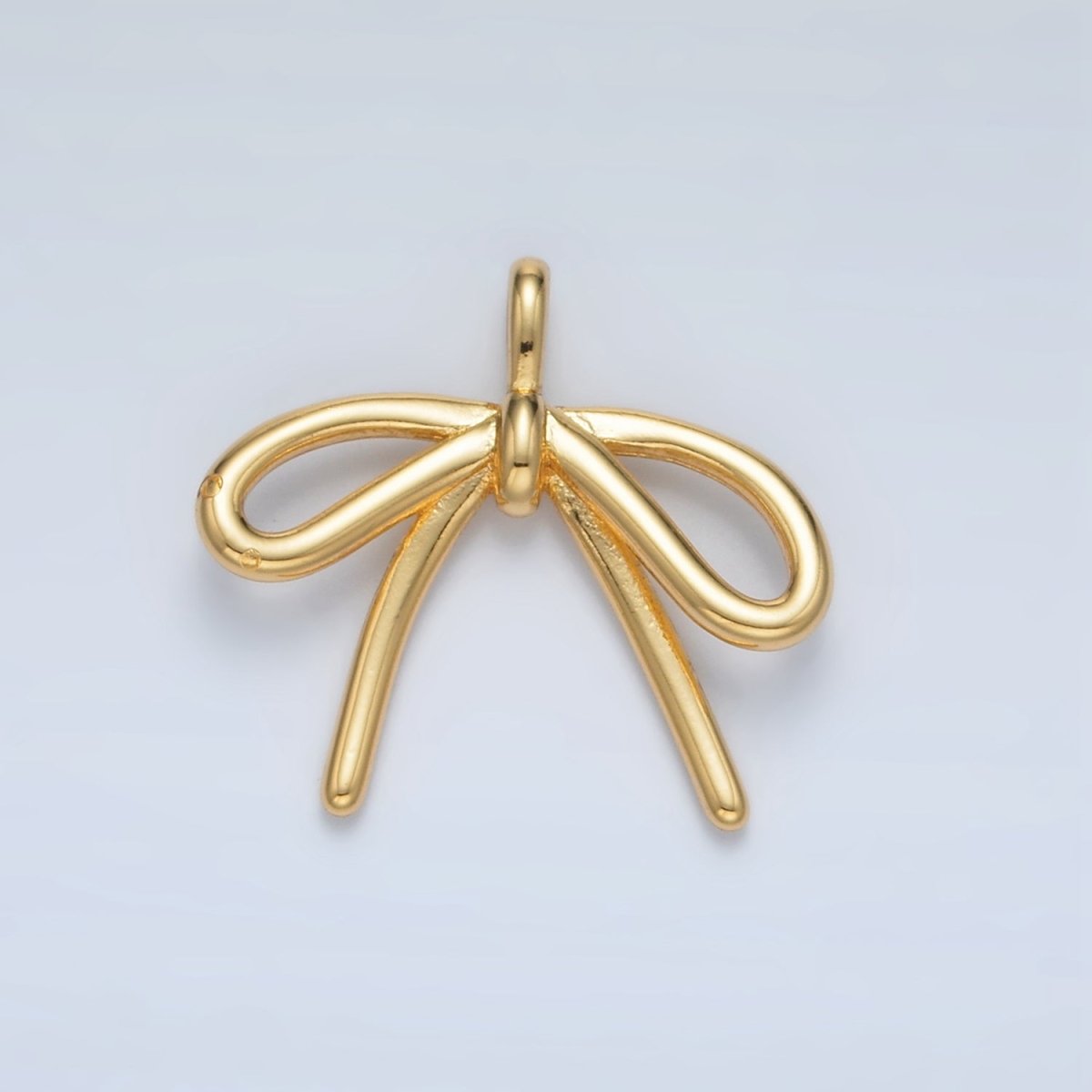 24K Gold Filled Minimalist Tied Ribbon Bow Pendant | I797 - DLUXCA