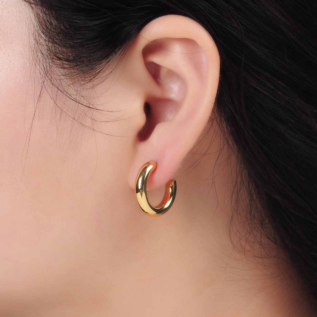 24K Gold Filled Minimalist Tube Hoop Earrings | AD - 643 - DLUXCA