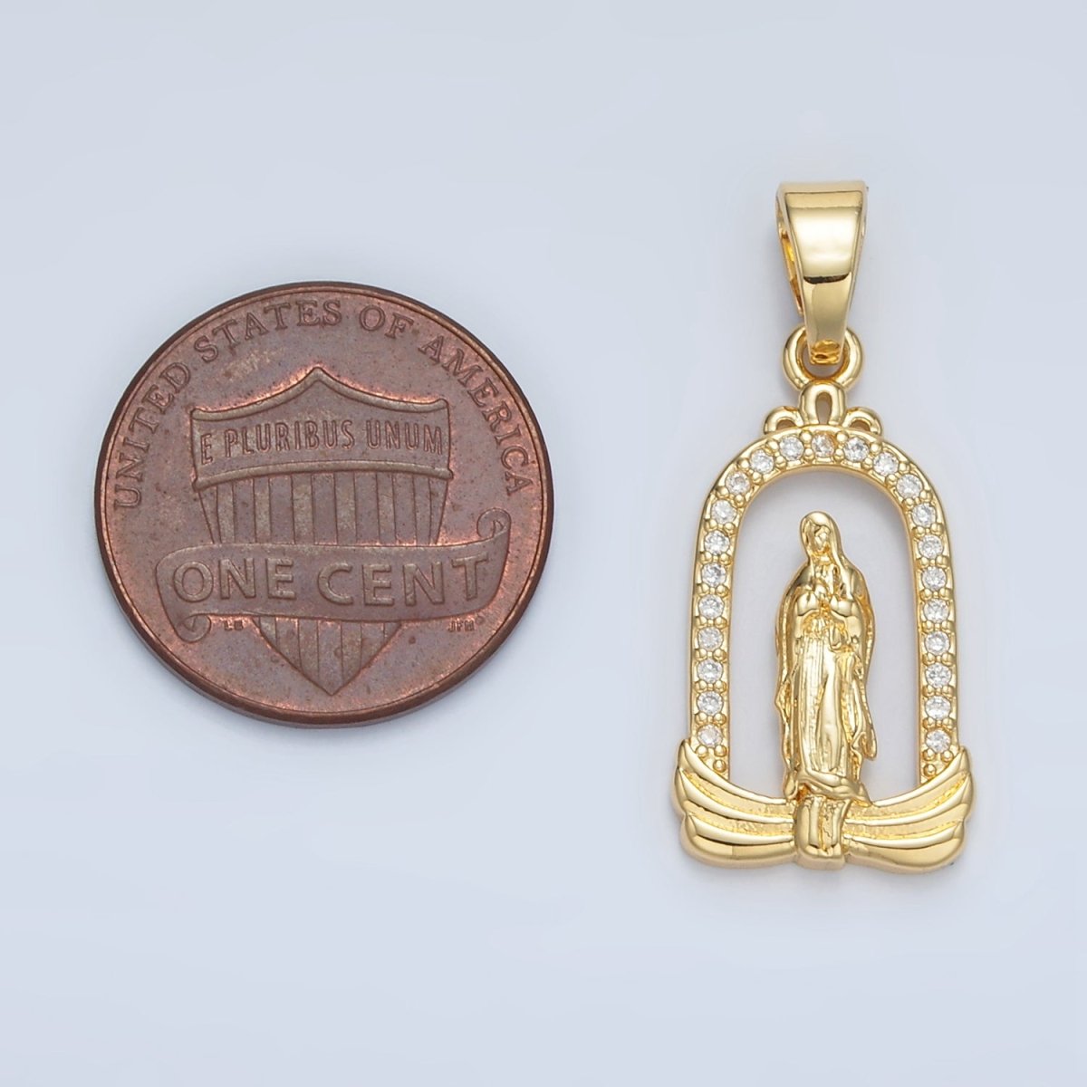 24K Gold Filled Miraculous Mother Mary Open Oval Charm | AA1370 - DLUXCA