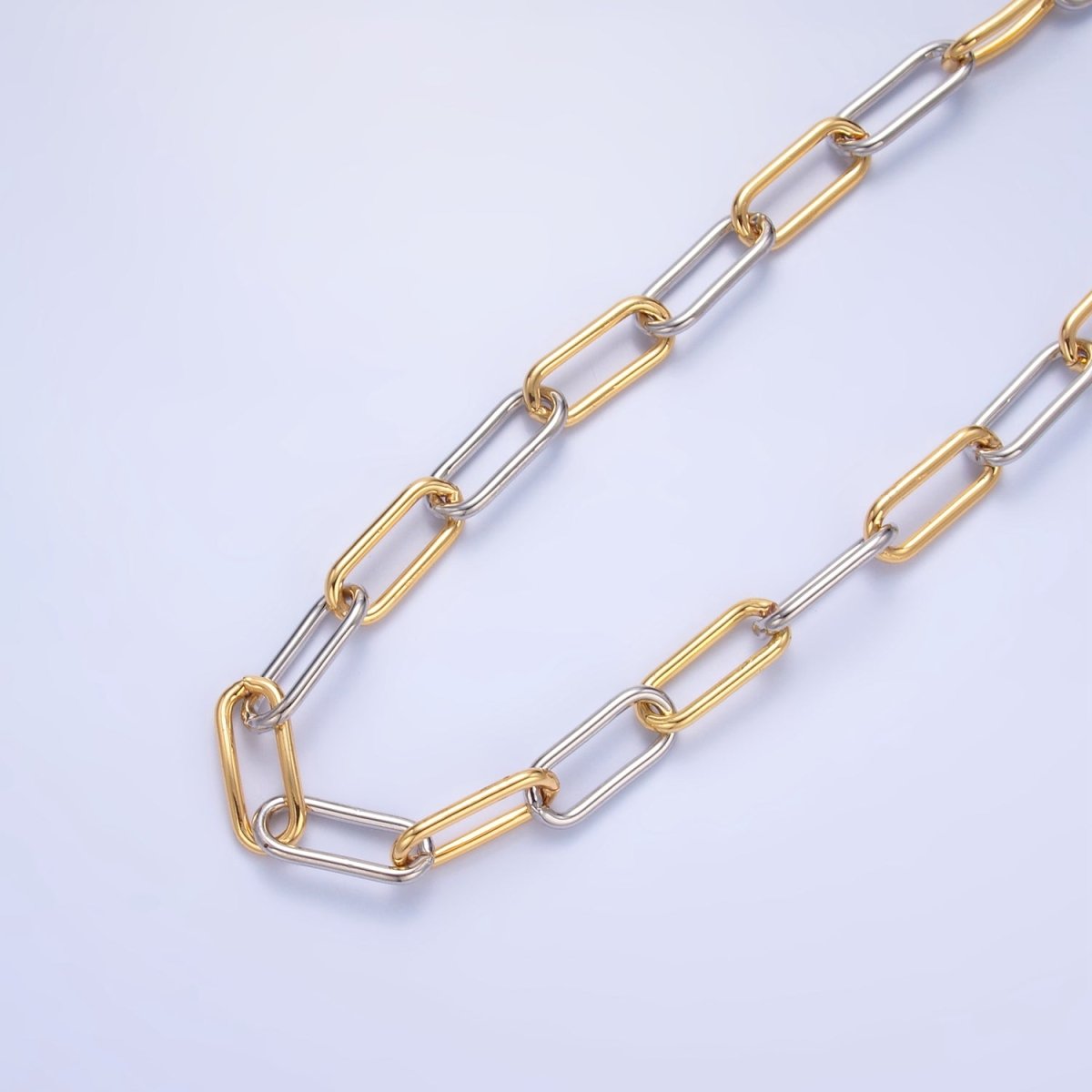 24K Gold Filled Mixed Metal Paperclip Unfinished Chain by Yard | Roll - 1530 - DLUXCA