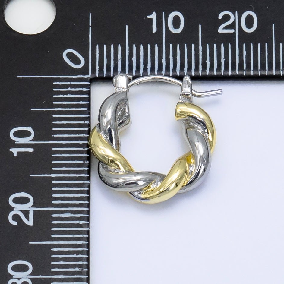 24K Gold Filled Mixed Metal Twist Hook Earring | V107 - DLUXCA