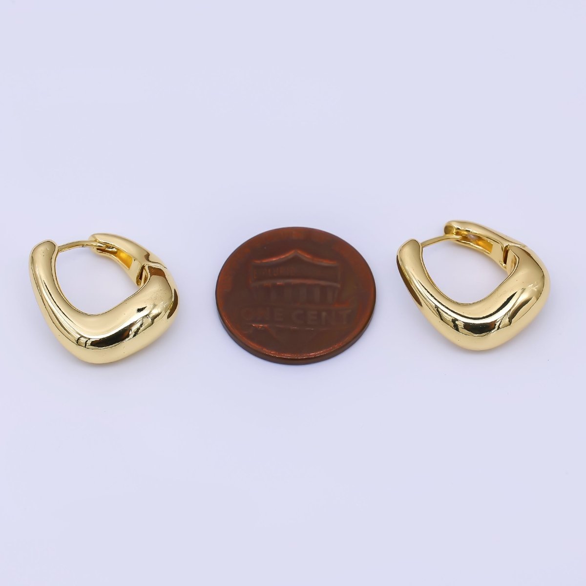 24K Gold Filled Molten Gold Modern Bold Hinged Huggie Hoops Earrings | AJ - 063 - DLUXCA
