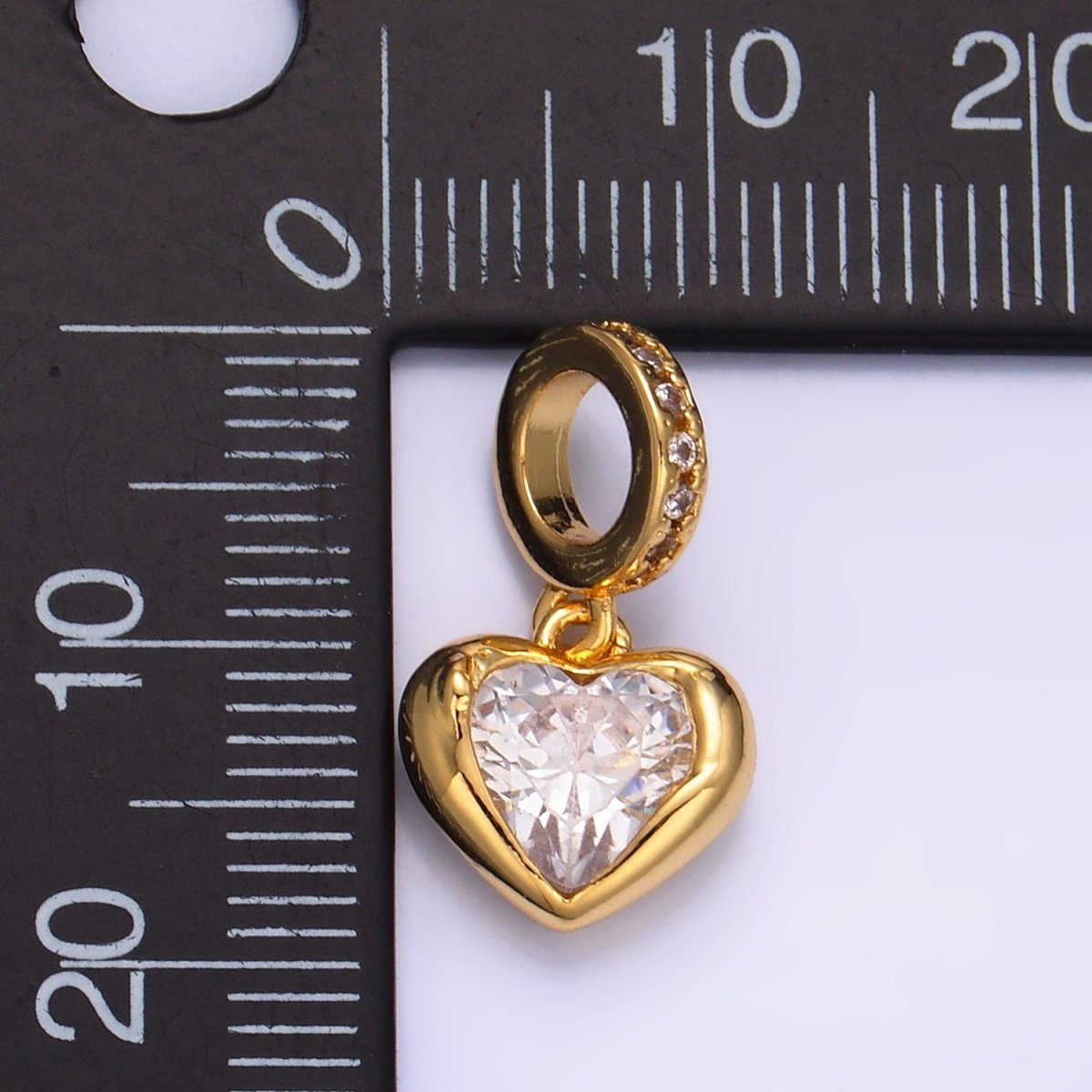 24K Gold Filled Molten Heart Clear CZ Micro Paved Bail Pendant | W272 - DLUXCA