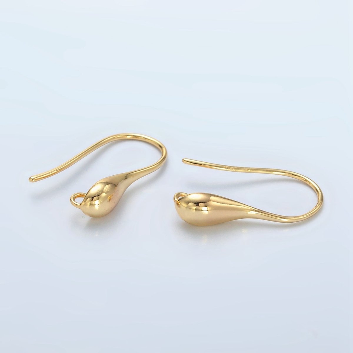 24K Gold Filled Molten Minimalist Teardrop French Hook Open Loop Drop Earrings Findings | Z1004 - DLUXCA