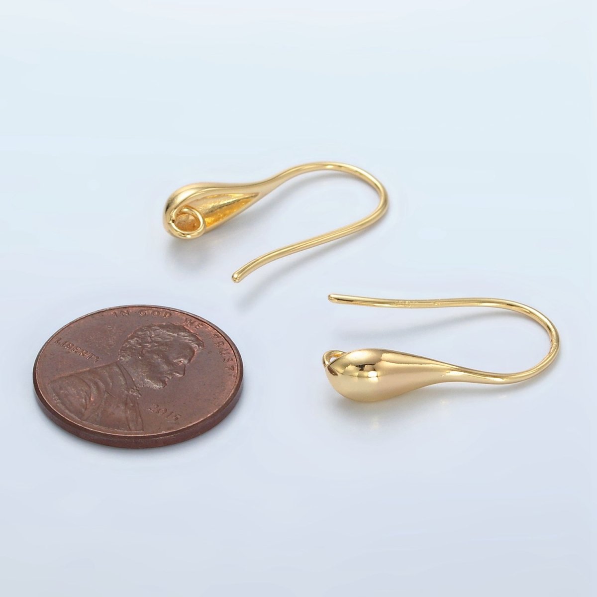 24K Gold Filled Molten Minimalist Teardrop French Hook Open Loop Drop Earrings Findings | Z1004 - DLUXCA