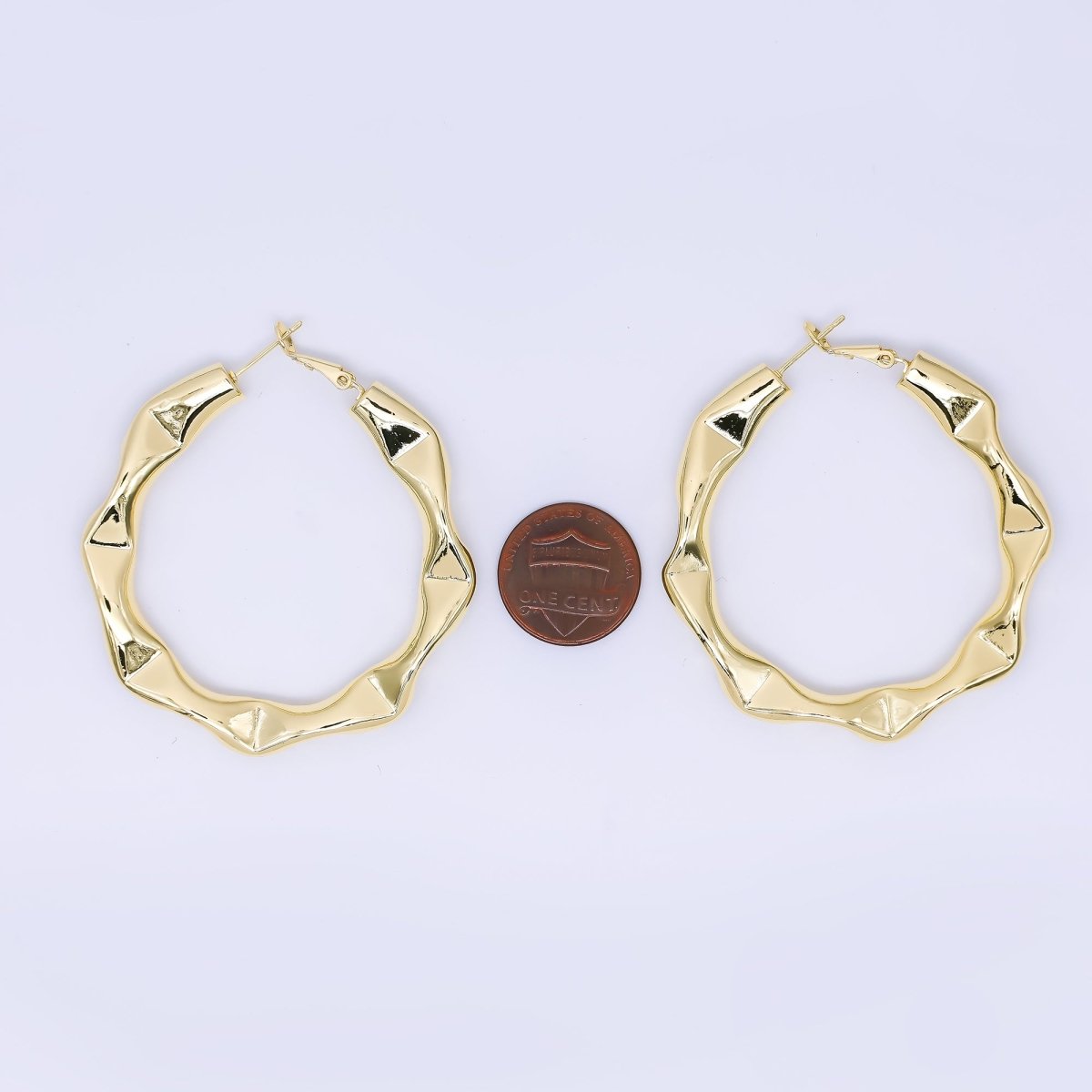 24K Gold Filled Molten Twist Round French Lock Hoops Earrings | AJ - 084 - DLUXCA