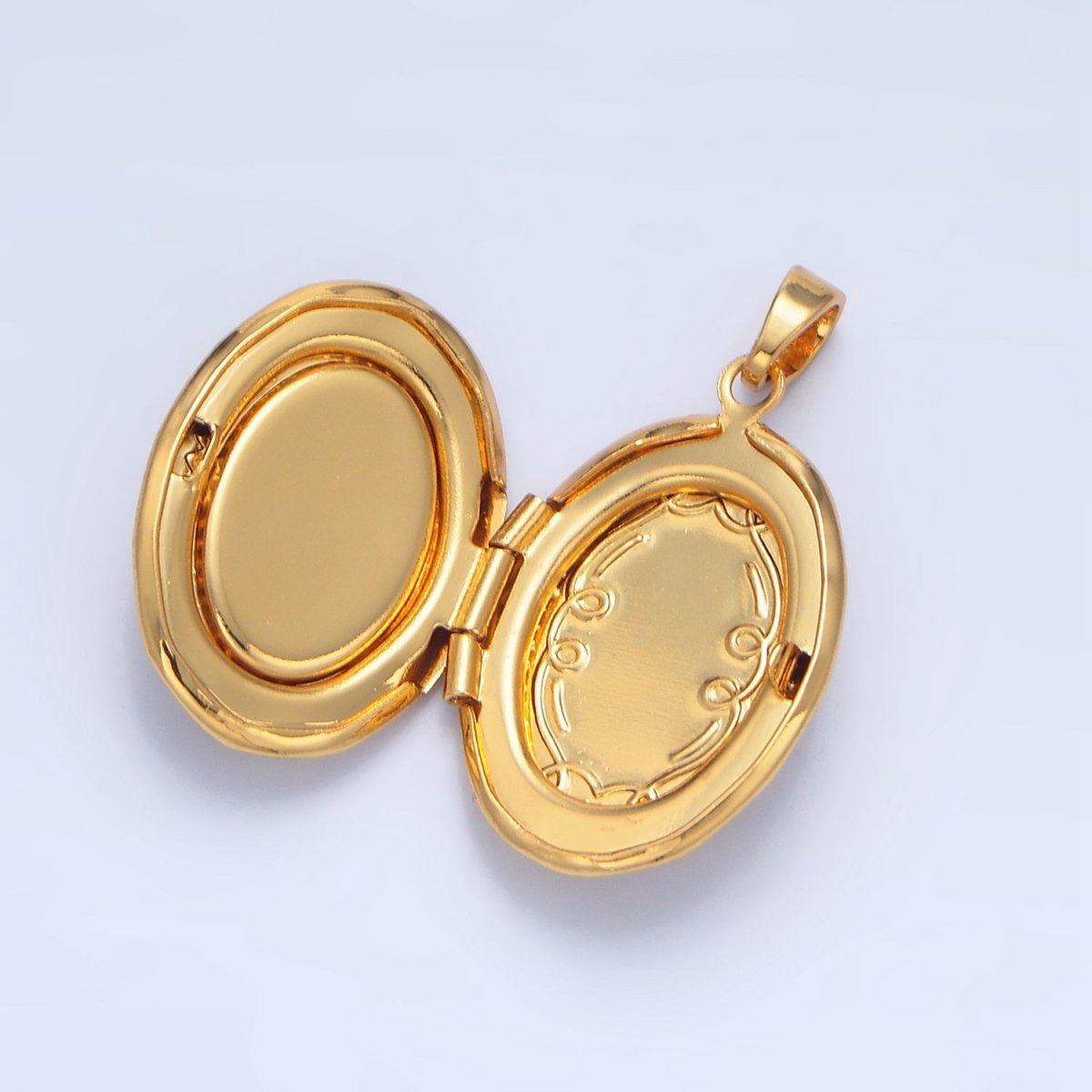 24K Gold Filled Mother Mary Pearl Engraved Locket Pendant | AA795 - DLUXCA