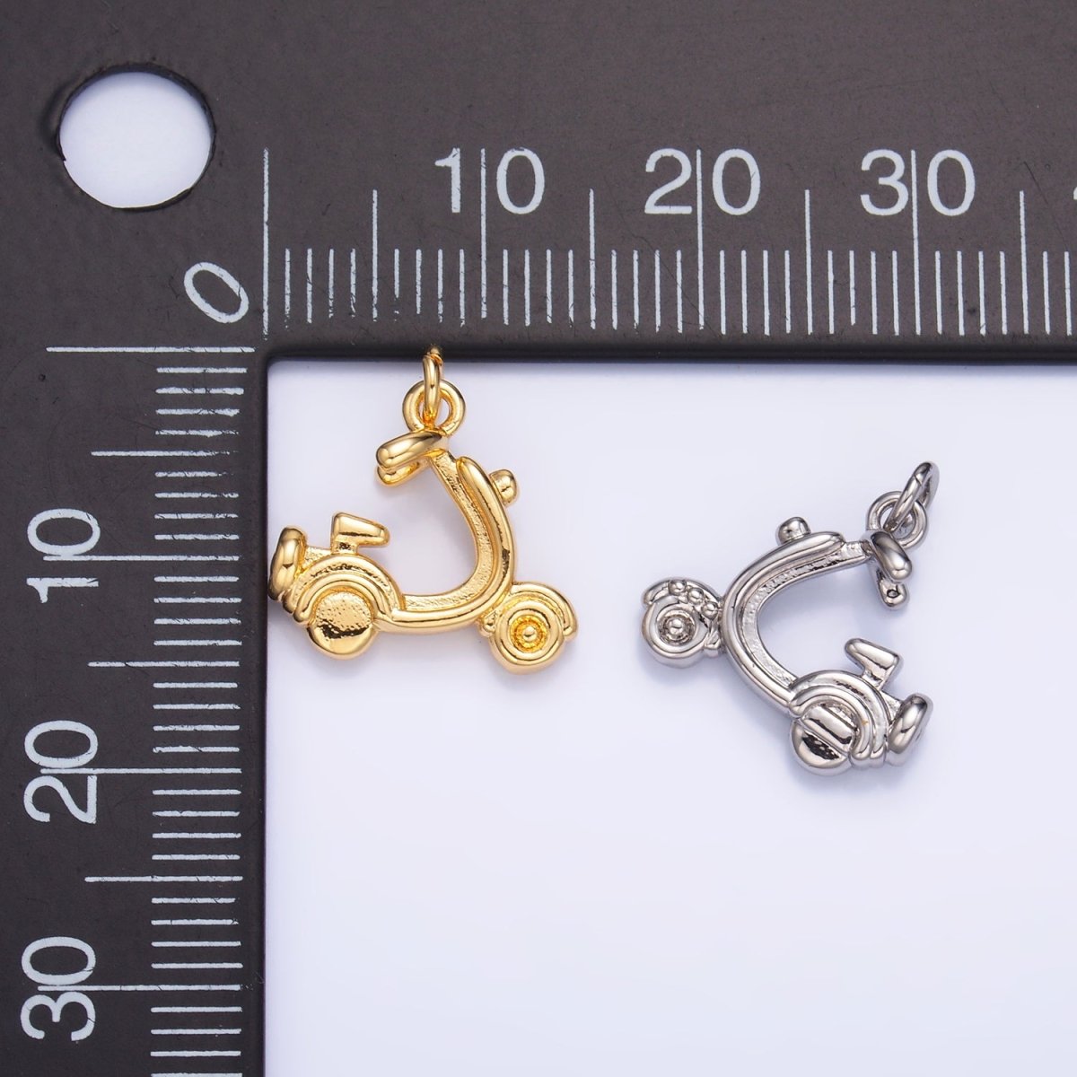 24K Gold Filled Motorcycle Scooter Bike Vehicle Multidimensional 3D Charm in Gold & Silver | W315 - DLUXCA