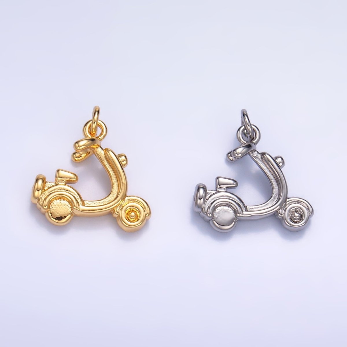 24K Gold Filled Motorcycle Scooter Bike Vehicle Multidimensional 3D Charm in Gold & Silver | W315 - DLUXCA