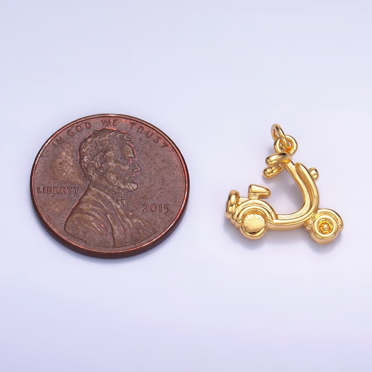 24K Gold Filled Motorcycle Scooter Bike Vehicle Multidimensional 3D Charm in Gold & Silver | W315 - DLUXCA