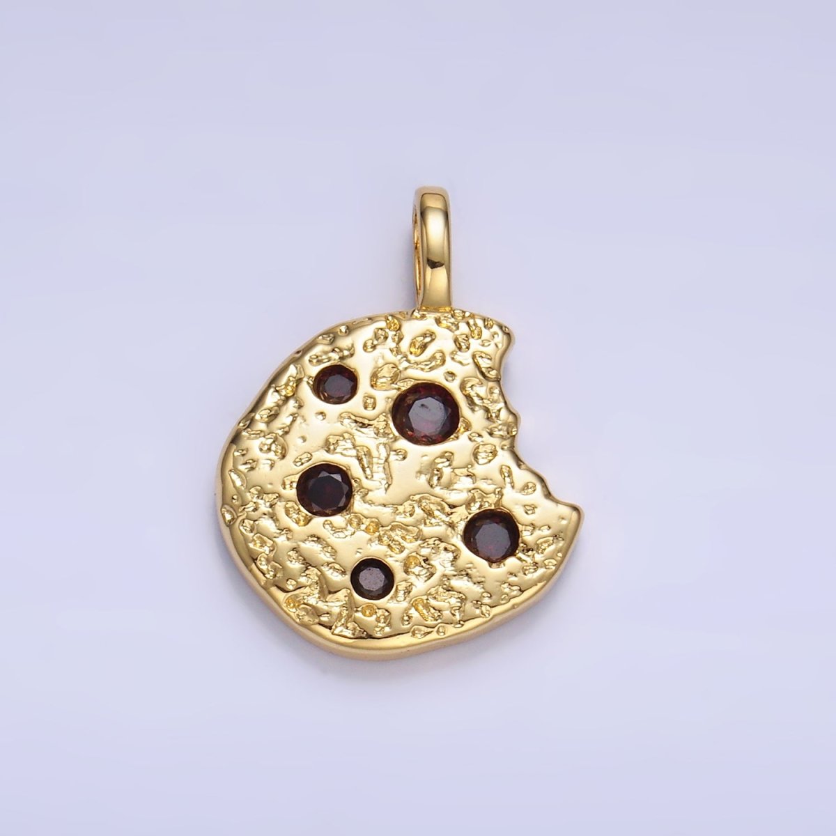 24K Gold Filled Multicolor CZ Bitten Cookie Food Pendant in Gold & Silver | AA1427 - DLUXCA