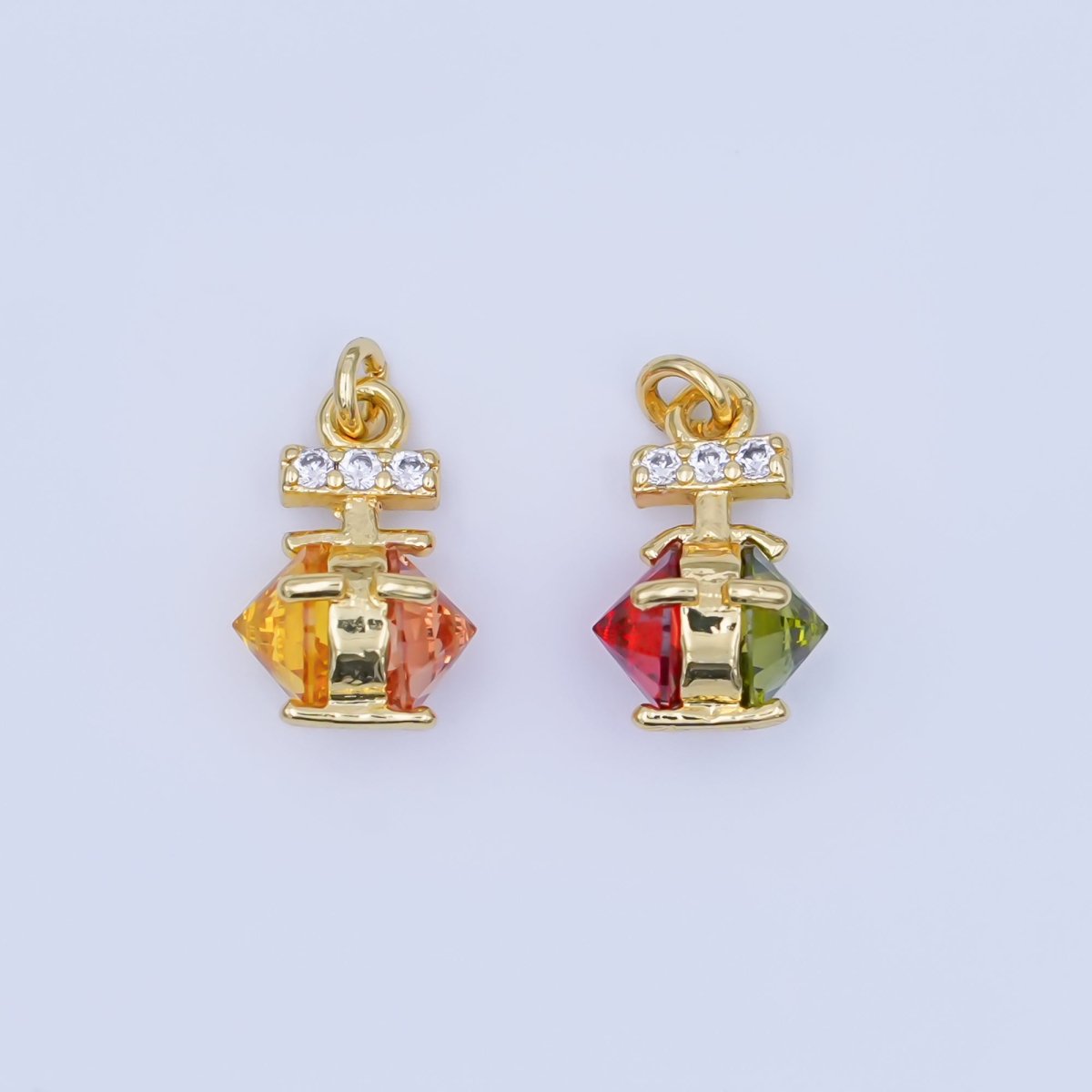 24K Gold Filled Multicolor CZ Edged Geometric Charm | AF443 AF444 - DLUXCA