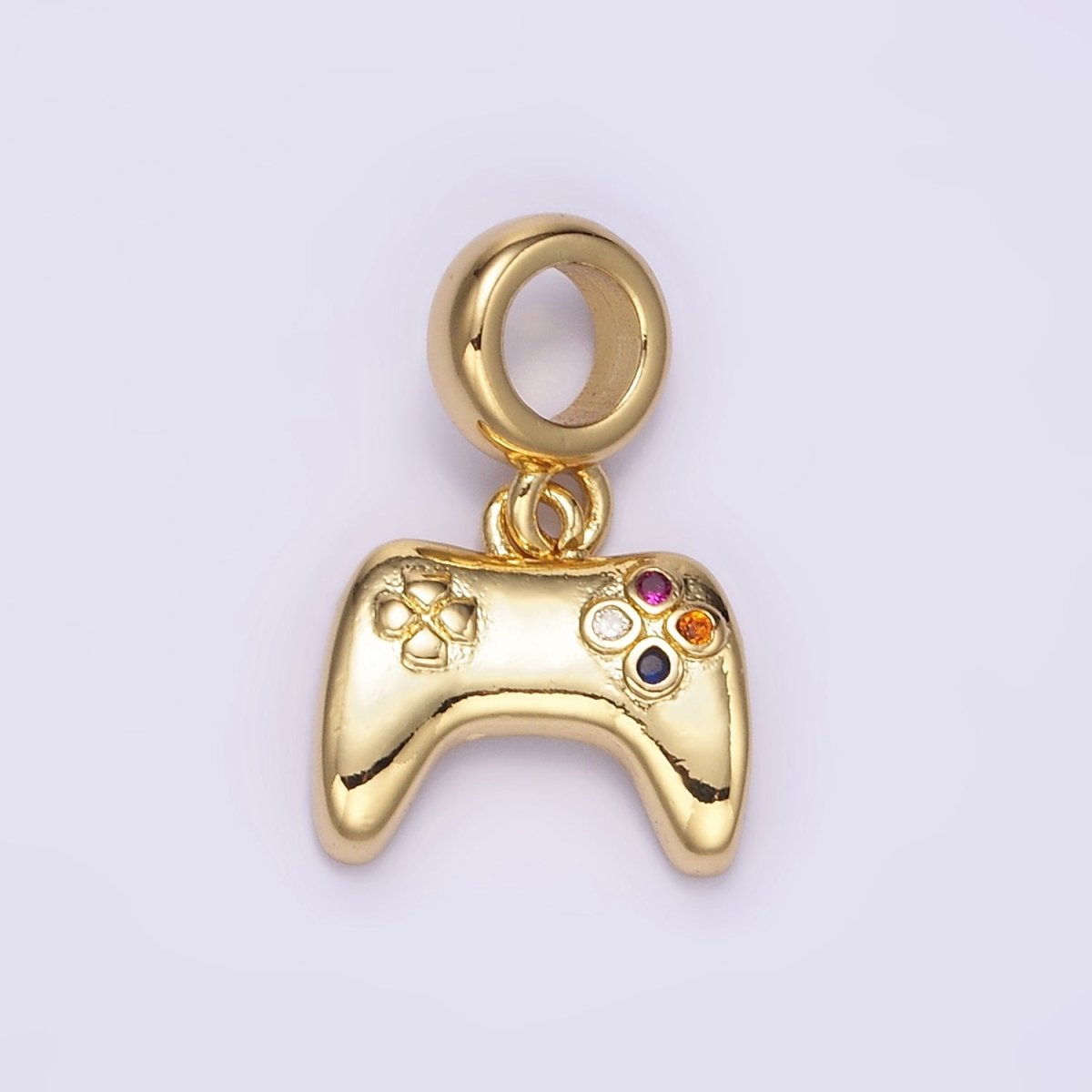 24K Gold Filled Multicolor CZ Game Console Controller Rhondelle Bail Pendant | M121 - DLUXCA