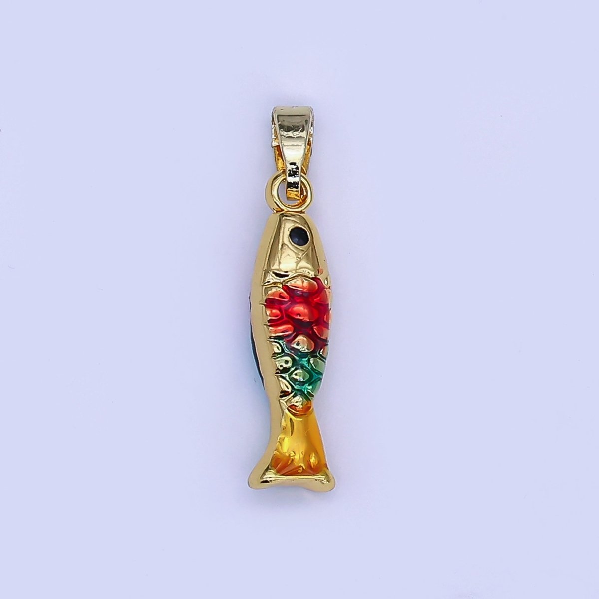 24K Gold Filled Multicolor Enamel Fish 3D Multidimensional Pendant | AH495 - DLUXCA