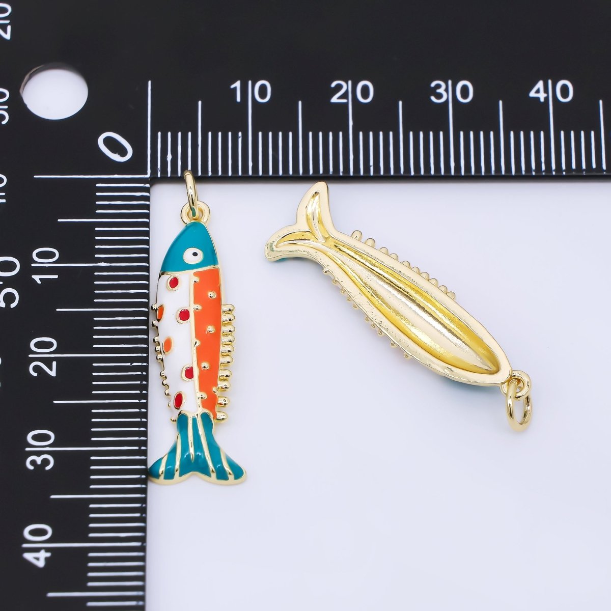 24K Gold Filled Multicolor Enamel Fish Sardine Charm | AF1306 - DLUXCA