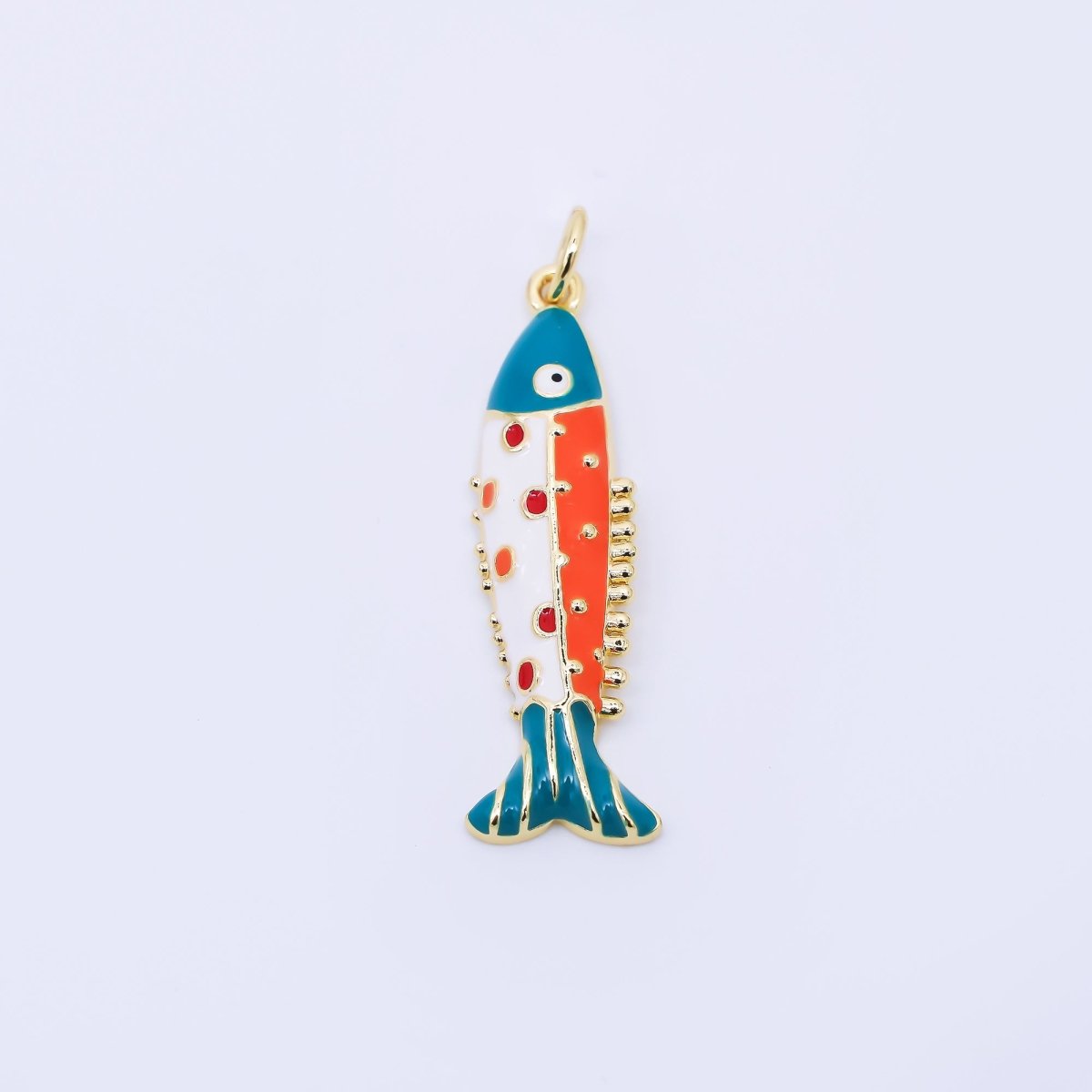 24K Gold Filled Multicolor Enamel Fish Sardine Charm | AF1306 - DLUXCA