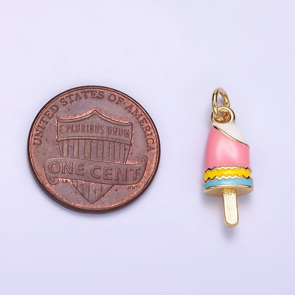 24K Gold Filled Multicolor Enamel Ice Cream Popsicle Charm | C692 - DLUXCA