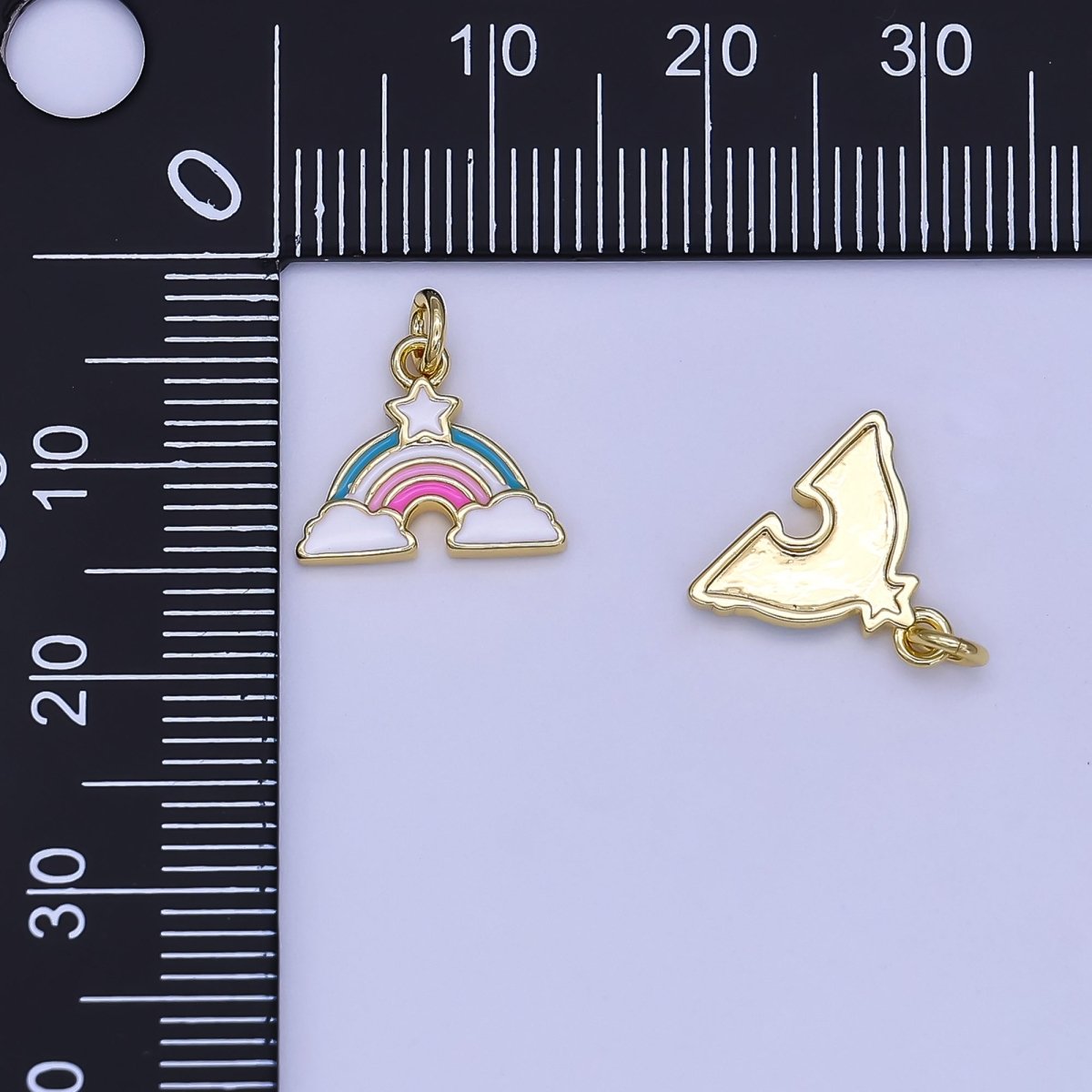 24K Gold Filled Multicolor Enamel Star Rainbow Mini Charm | N1651 - DLUXCA