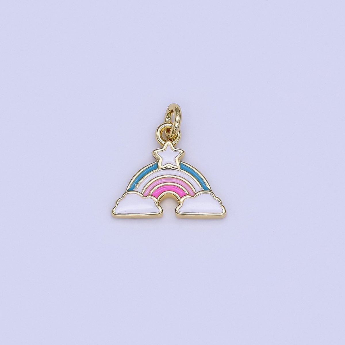 24K Gold Filled Multicolor Enamel Star Rainbow Mini Charm | N1651 - DLUXCA