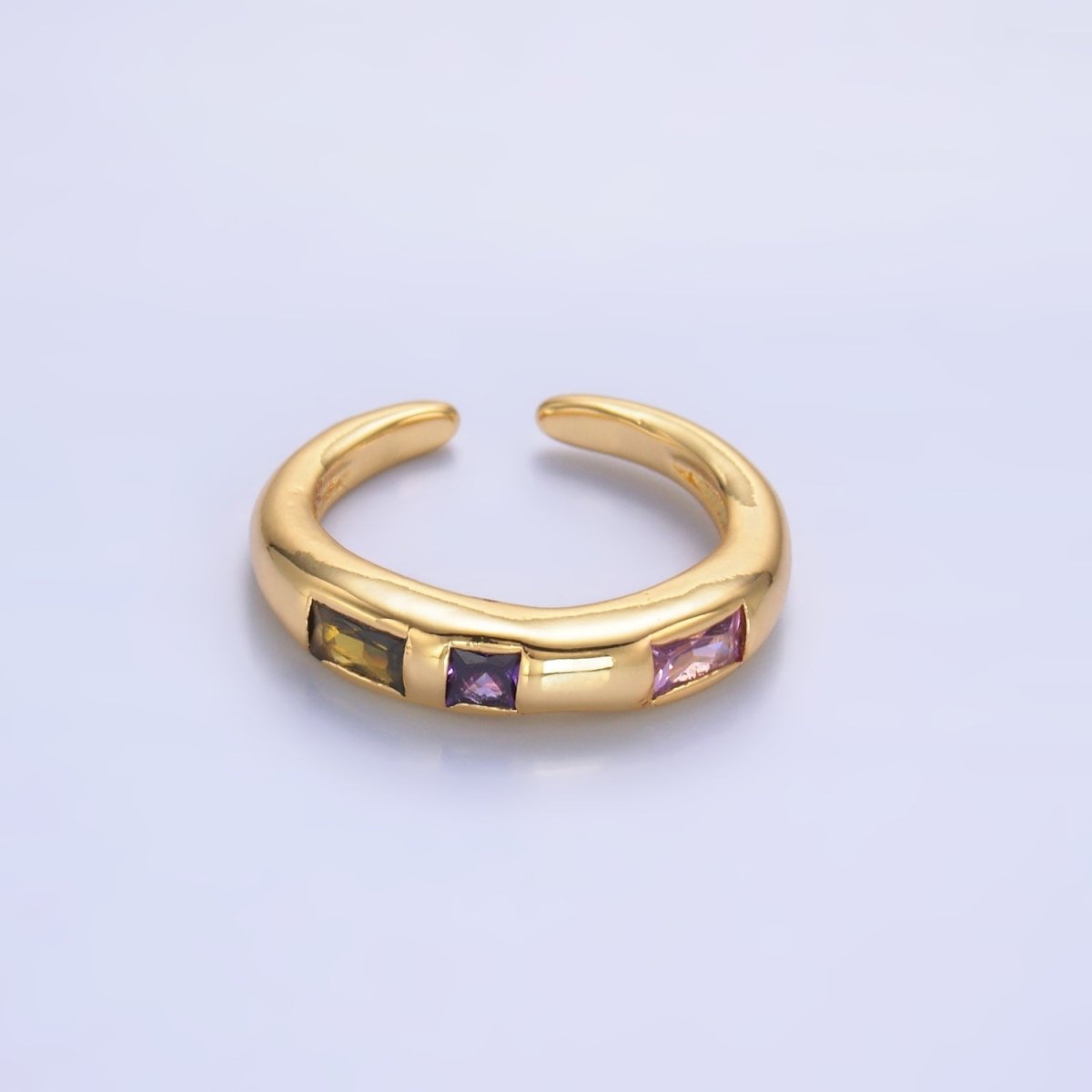 24K Gold Filled Multicolor Linear CZ Ring in Gold & Silver | O750 O742 - DLUXCA