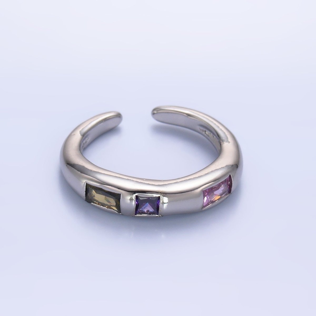 24K Gold Filled Multicolor Linear CZ Ring in Gold & Silver | O750 O742 - DLUXCA