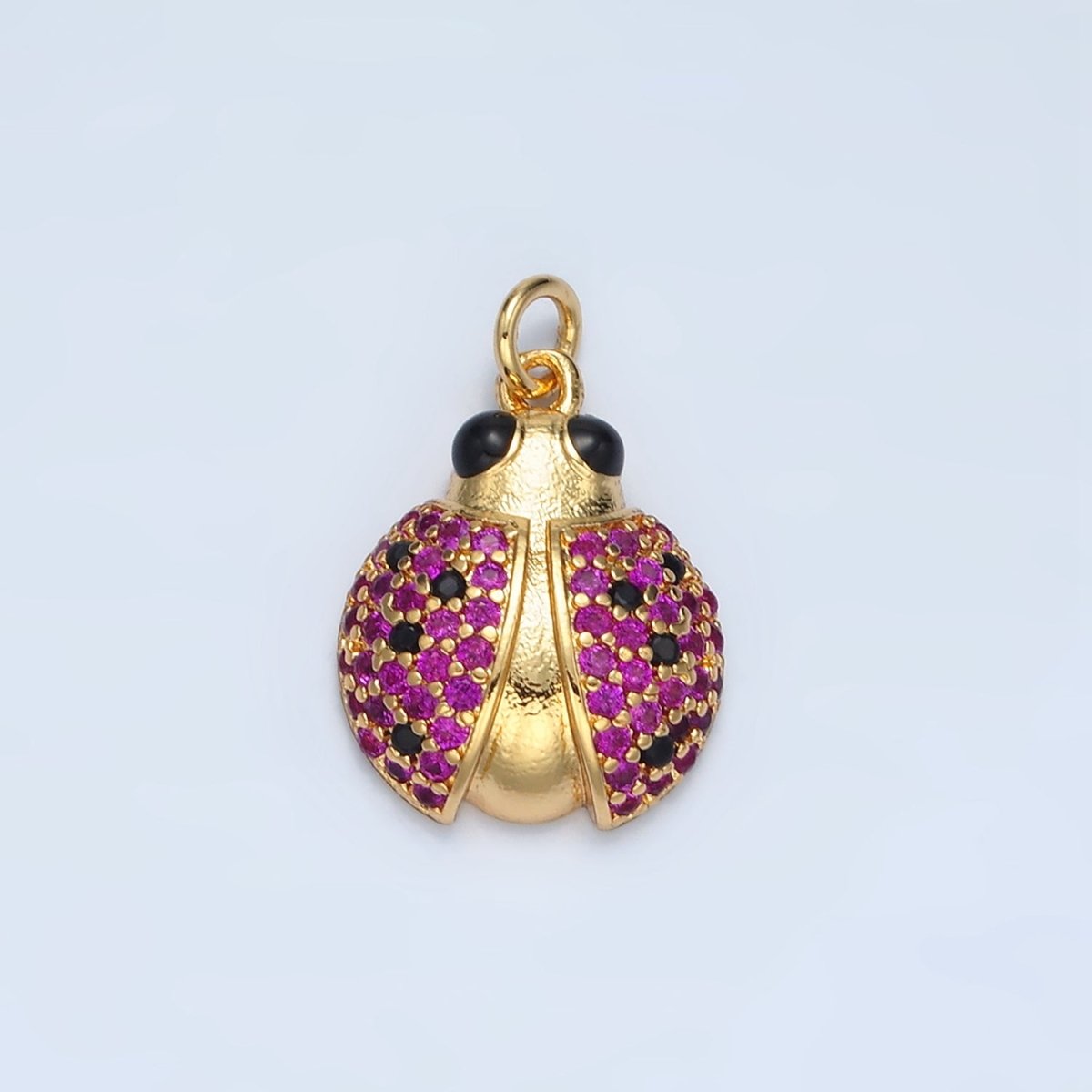 24K Gold Filled Multicolor Micro Paved Cute Ladybug Insect Animal Charm | M - 895 - DLUXCA