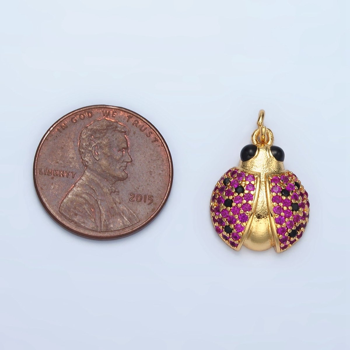 24K Gold Filled Multicolor Micro Paved Cute Ladybug Insect Animal Charm | M - 895 - DLUXCA