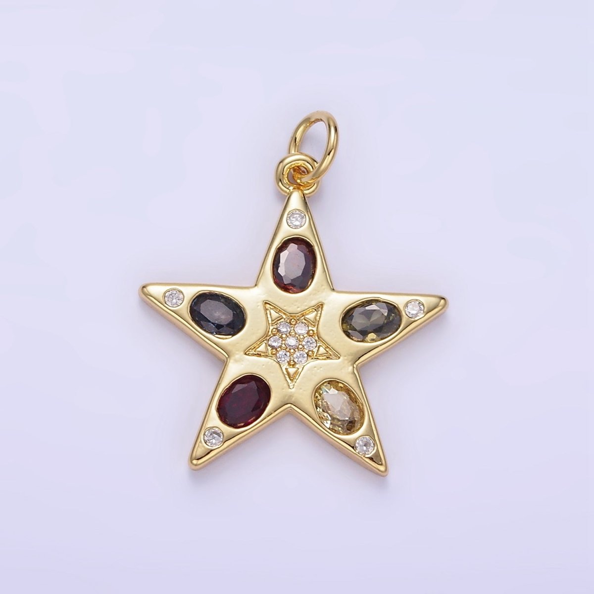 24K Gold Filled Multicolor Micro Paved CZ Celestial Star Charm | E363 - DLUXCA