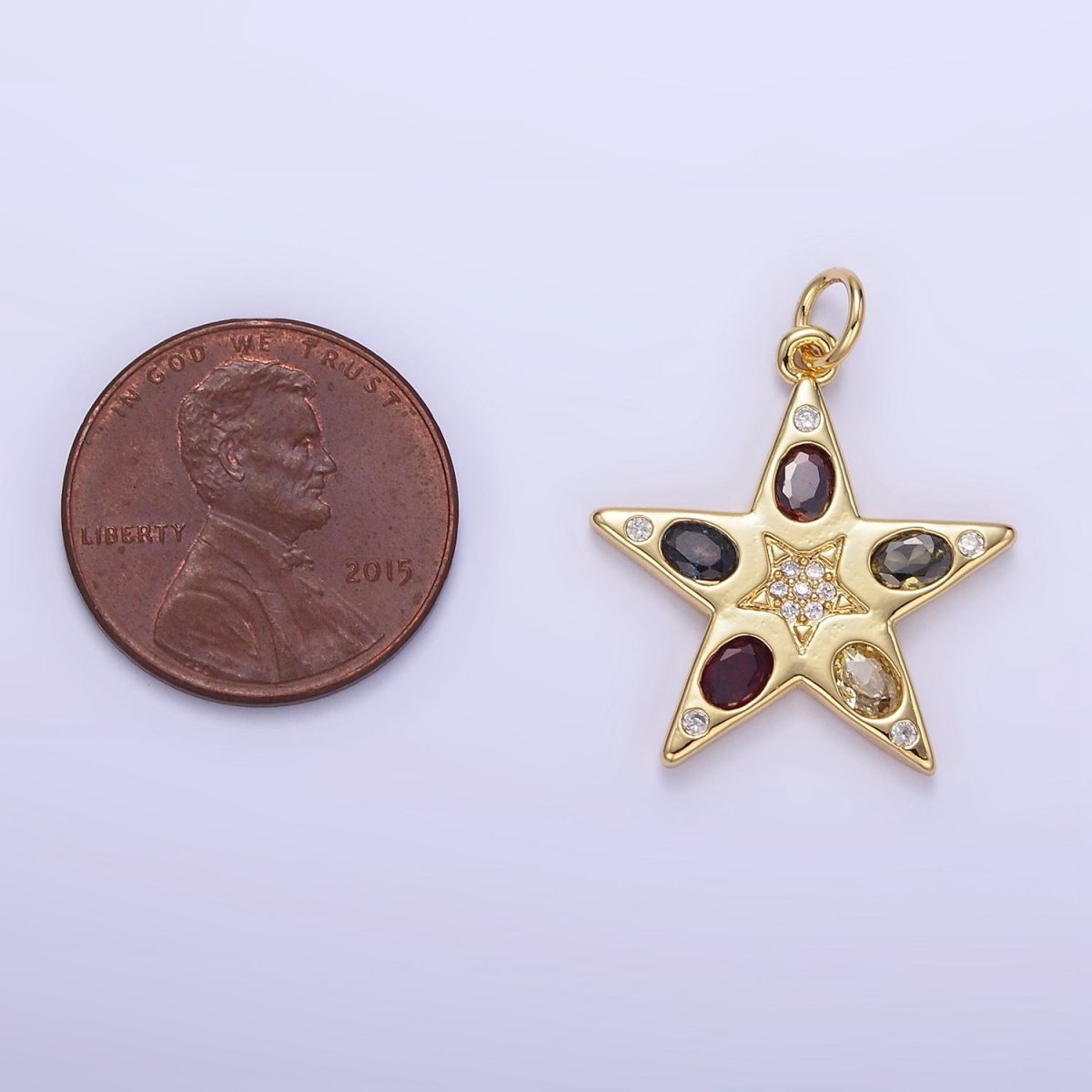 24K Gold Filled Multicolor Micro Paved CZ Celestial Star Charm | E363 - DLUXCA