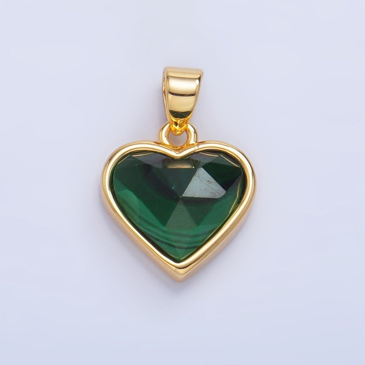 24K Gold Filled Multidimensional Gemstone Heart Bezel Pendant | AA1027 - AA1030 - DLUXCA