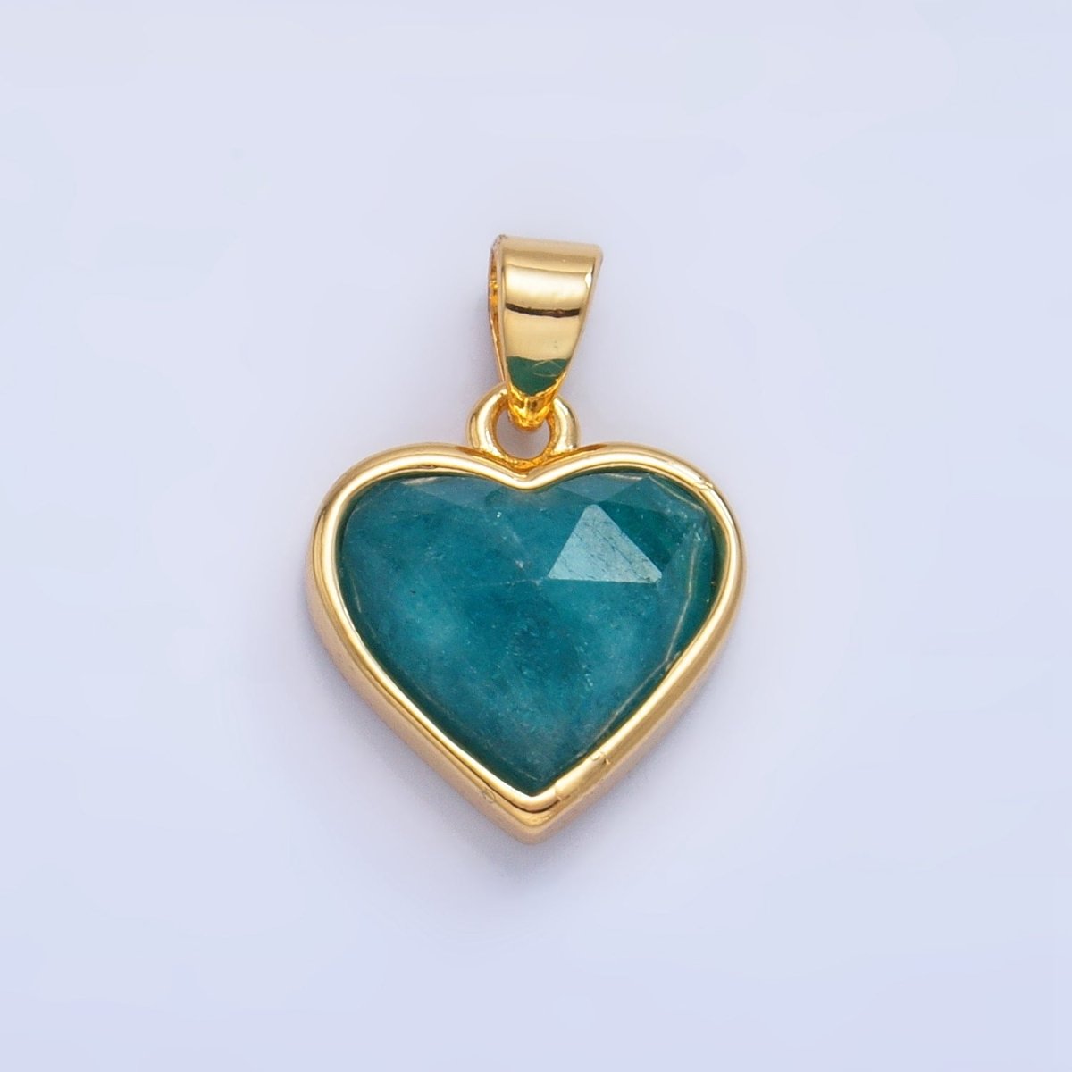 24K Gold Filled Multidimensional Gemstone Heart Bezel Pendant | AA1027 - AA1030 - DLUXCA