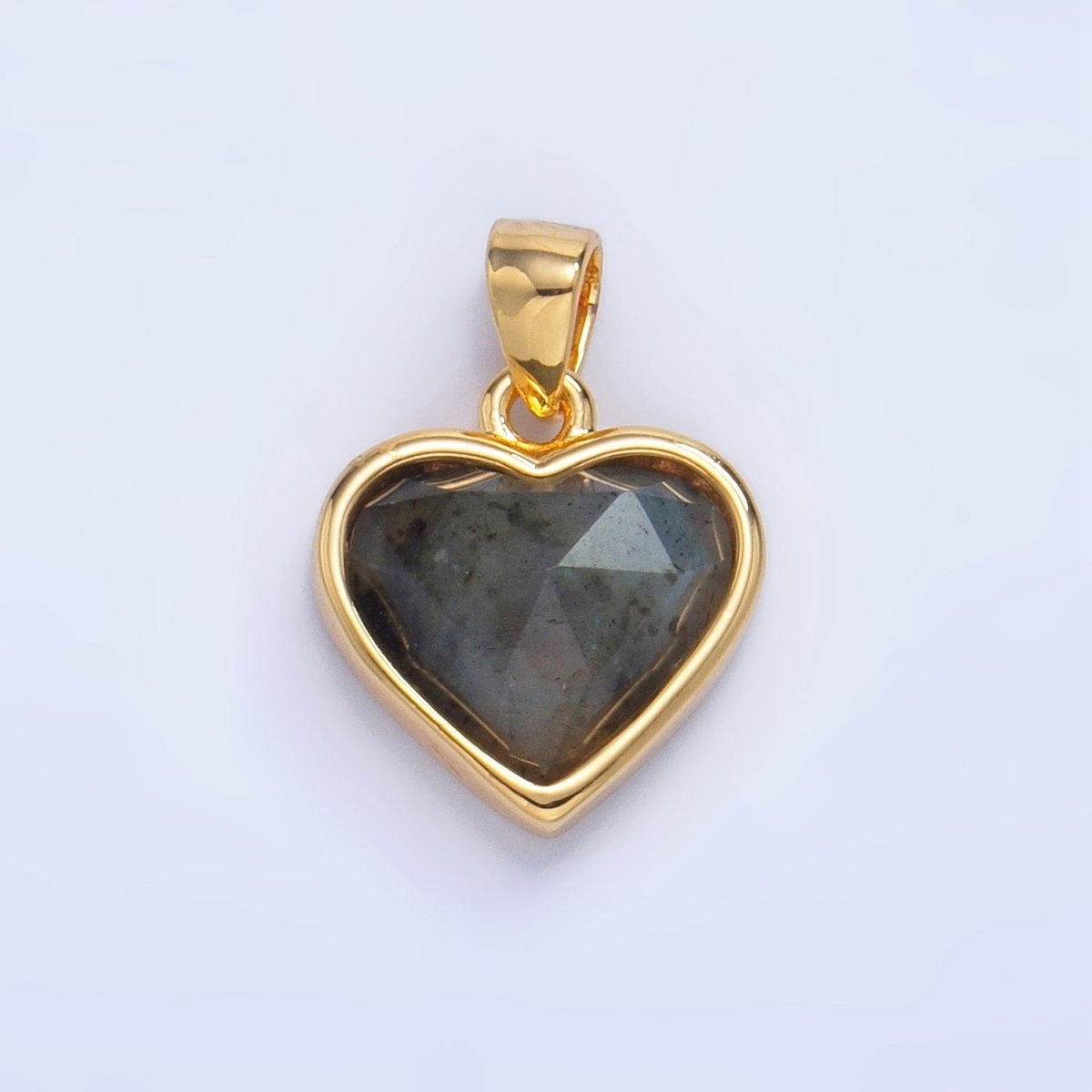 24K Gold Filled Multidimensional Gemstone Heart Bezel Pendant | AA1027 - AA1030 - DLUXCA