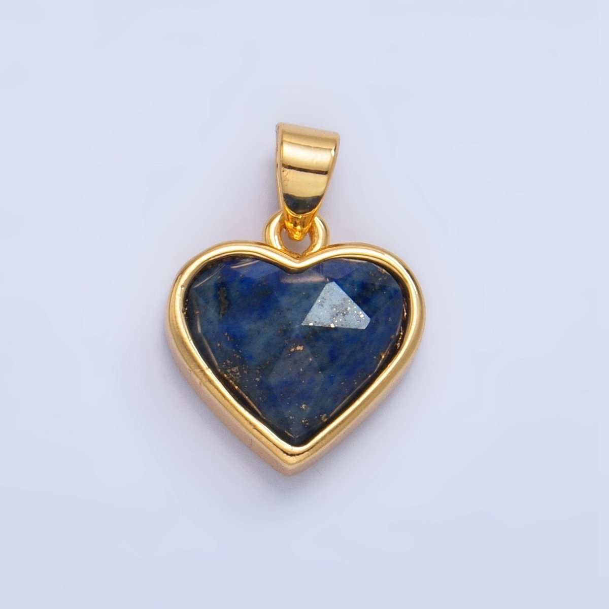 24K Gold Filled Multidimensional Gemstone Heart Bezel Pendant | AA1027 - AA1030 - DLUXCA