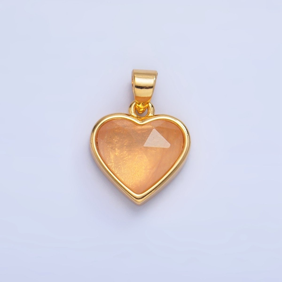 24K Gold Filled Multidimensional Gemstone Heart Bezel Pendant | AA1027 - AA1030 - DLUXCA