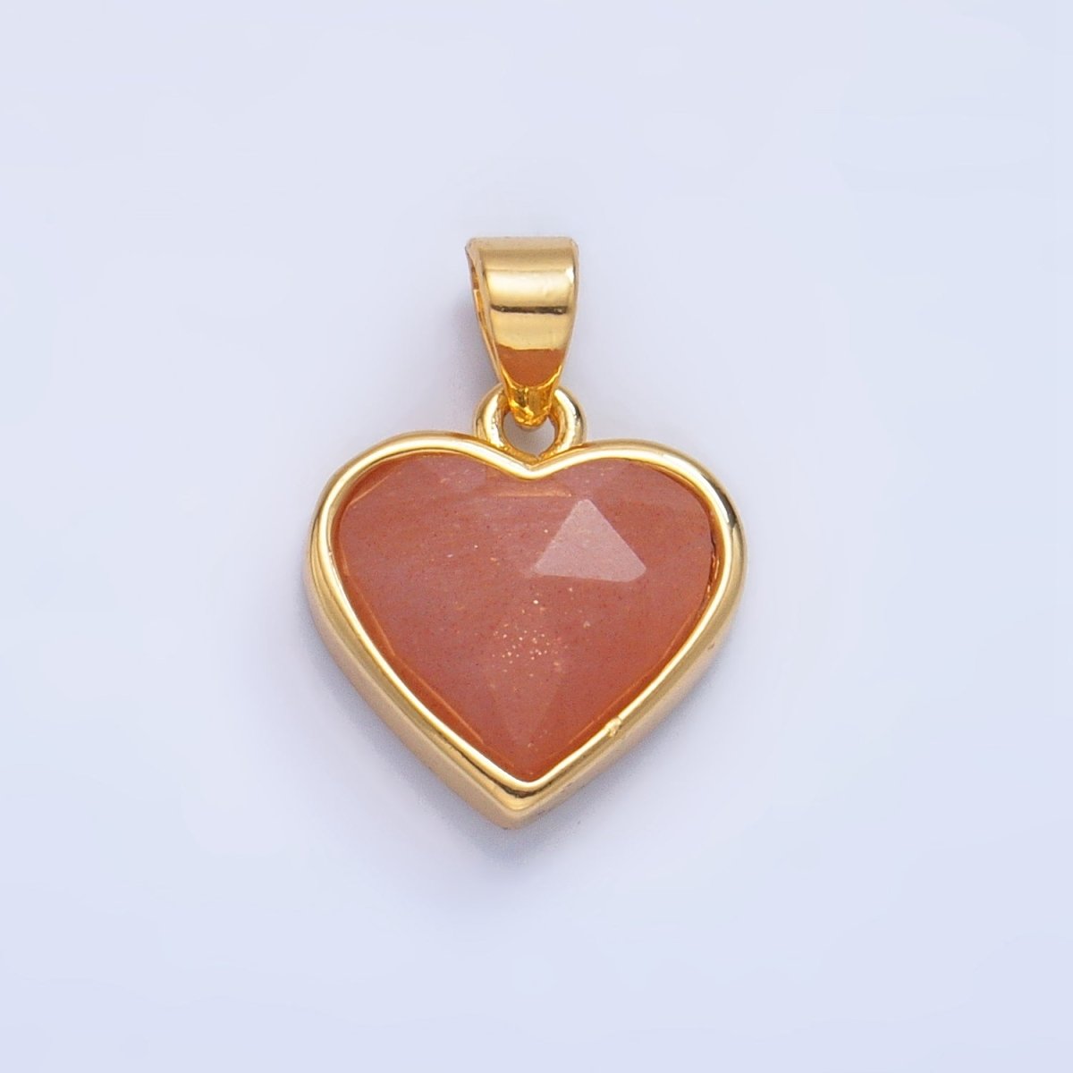 24K Gold Filled Multidimensional Gemstone Heart Bezel Pendant | AA1027 - AA1030 - DLUXCA