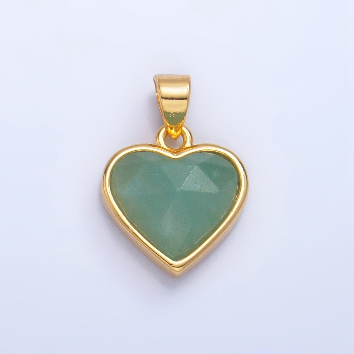 24K Gold Filled Multidimensional Gemstone Heart Bezel Pendant | AA1027 - AA1030 - DLUXCA