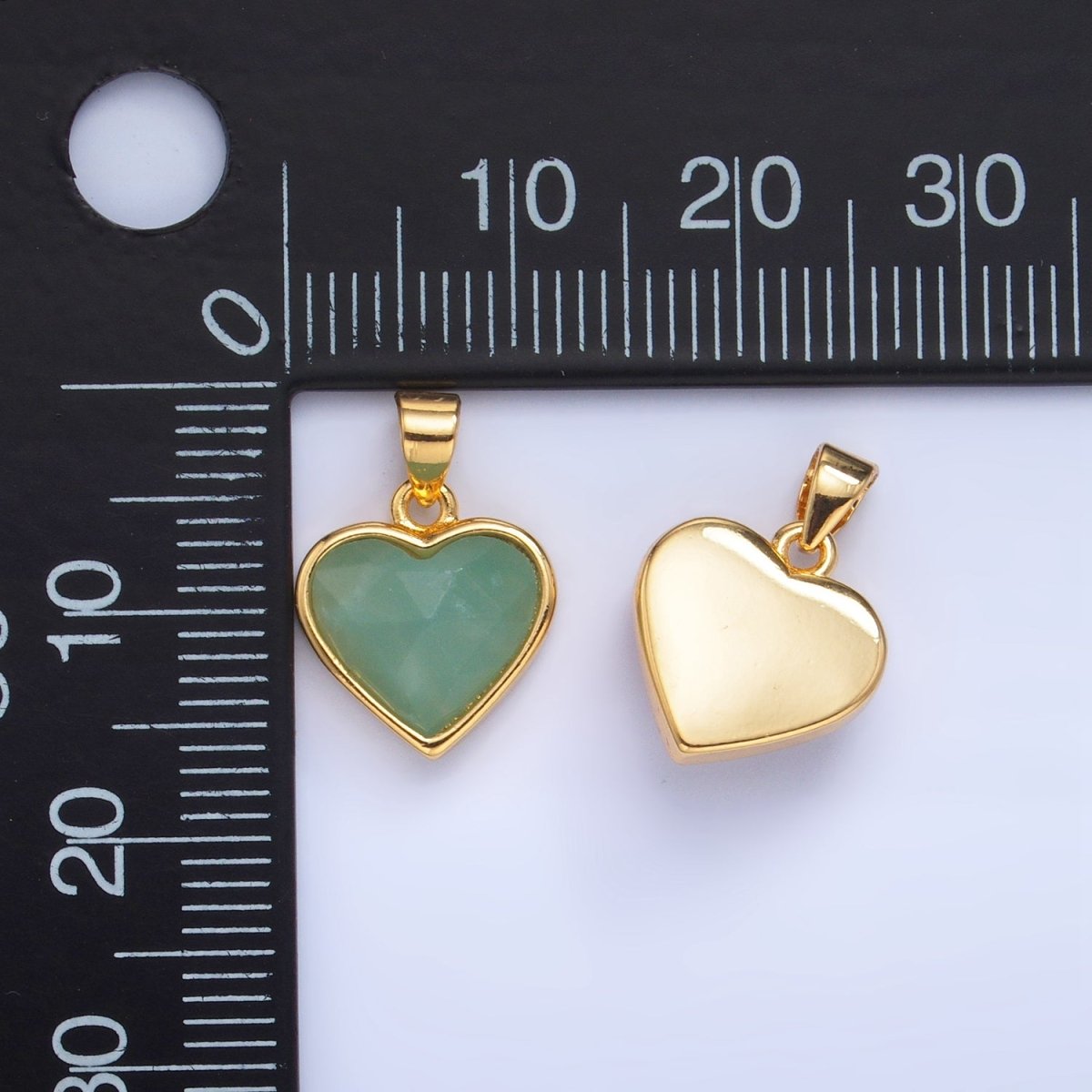 24K Gold Filled Multidimensional Gemstone Heart Bezel Pendant | AA1027 - AA1030 - DLUXCA