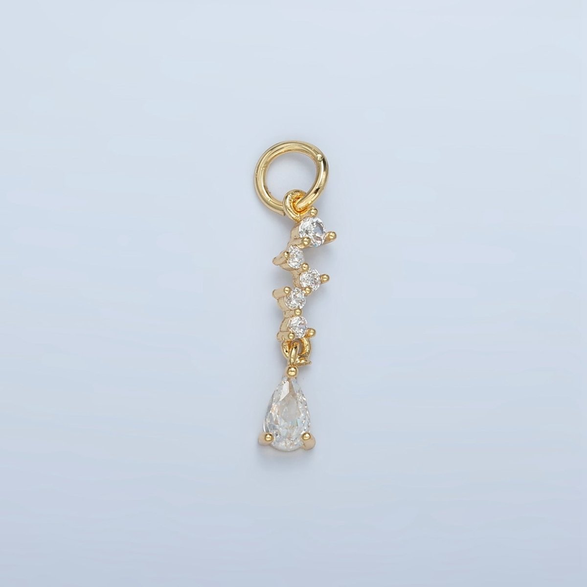 24K Gold Filled Multiple Clear CZ Teardrop Drop Charm | N1393 - DLUXCA