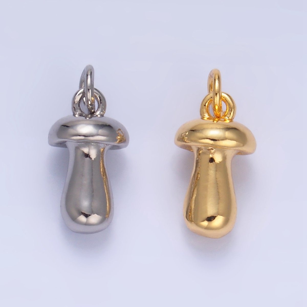 24K Gold Filled Mushroom Plant Multidimensional 3D Charm in Gold & Silver | W133 - DLUXCA