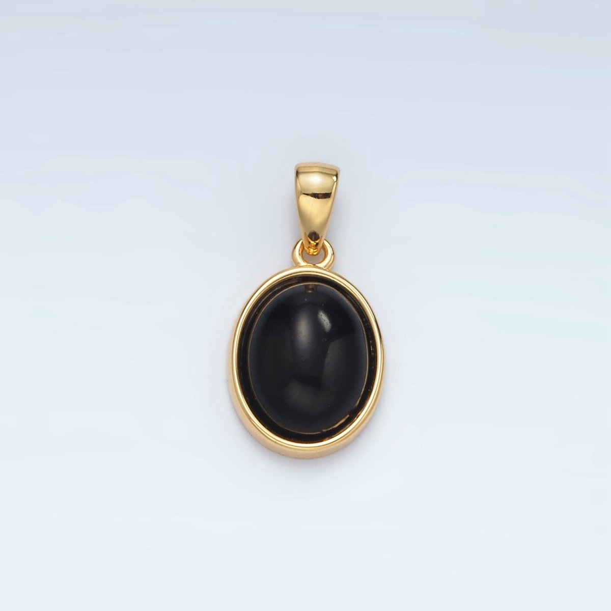 24K Gold Filled Natural Gemstone Oval Bezel Pendant | AA1395 - AA1401 - DLUXCA