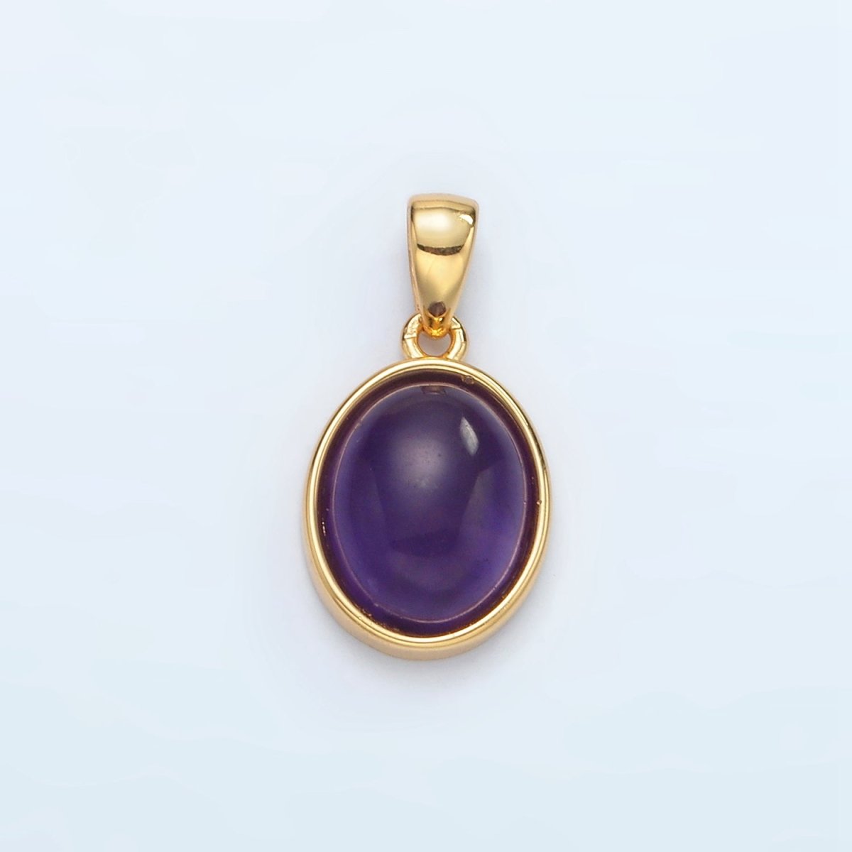 24K Gold Filled Natural Gemstone Oval Bezel Pendant | AA1395 - AA1401 - DLUXCA