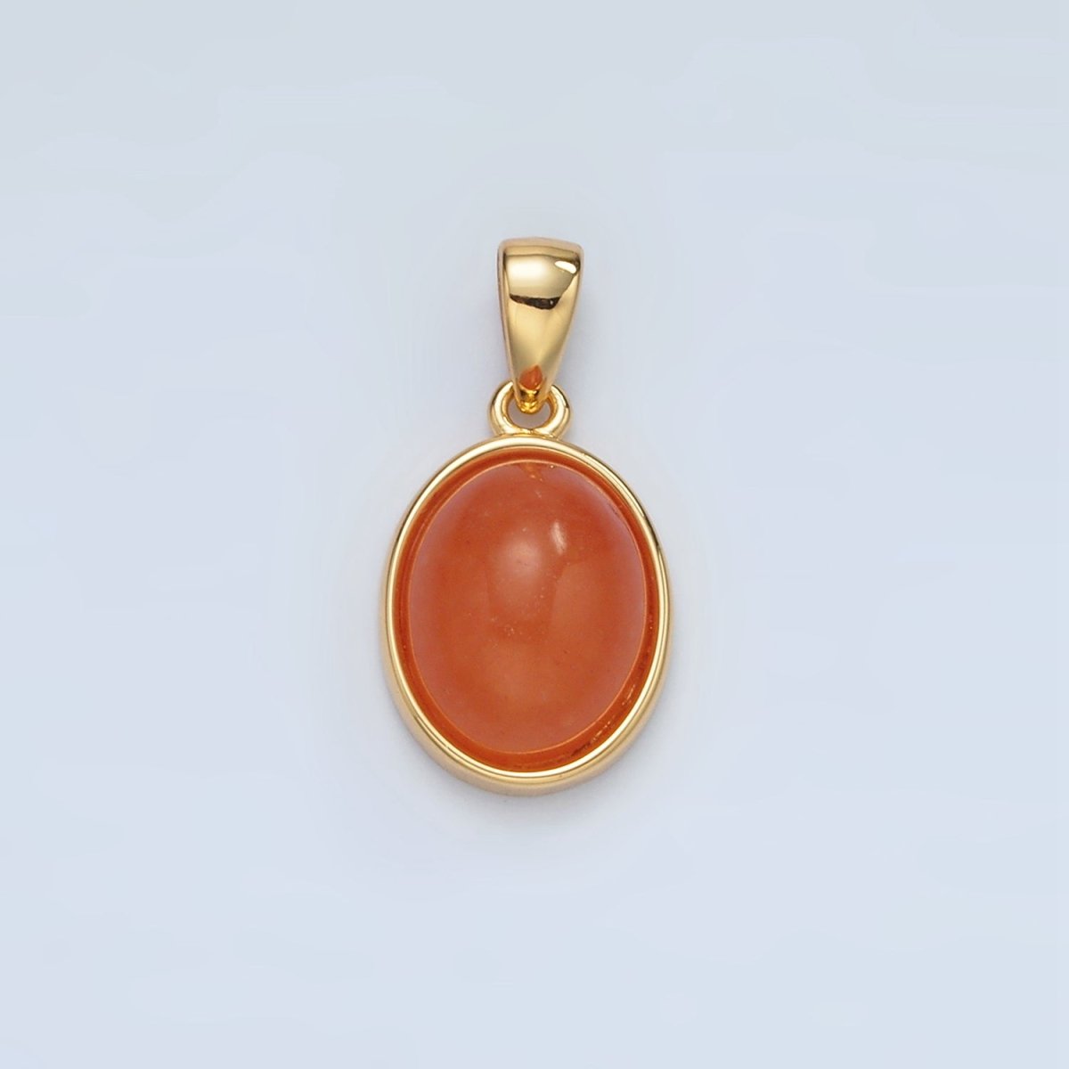 24K Gold Filled Natural Gemstone Oval Bezel Pendant | AA1395 - AA1401 - DLUXCA