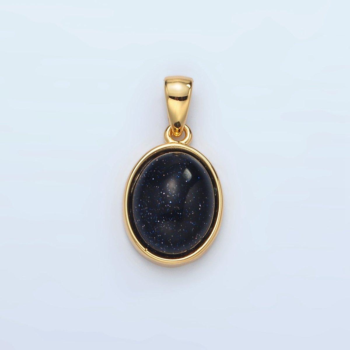 24K Gold Filled Natural Gemstone Oval Bezel Pendant | AA1395 - AA1401 - DLUXCA