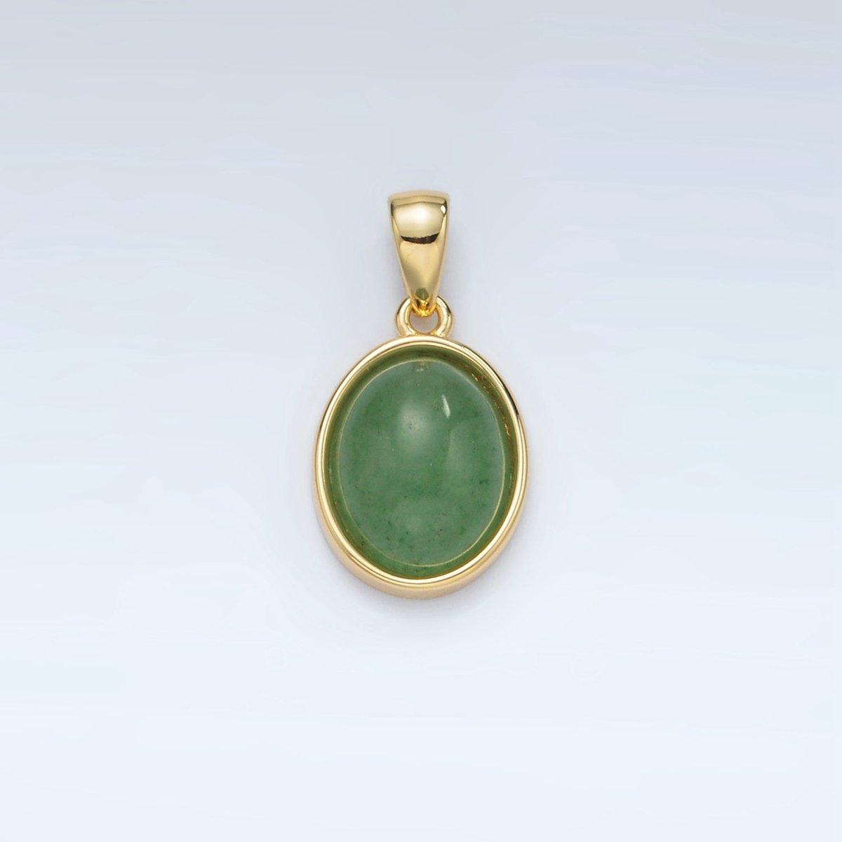 24K Gold Filled Natural Gemstone Oval Bezel Pendant | AA1395 - AA1401 - DLUXCA